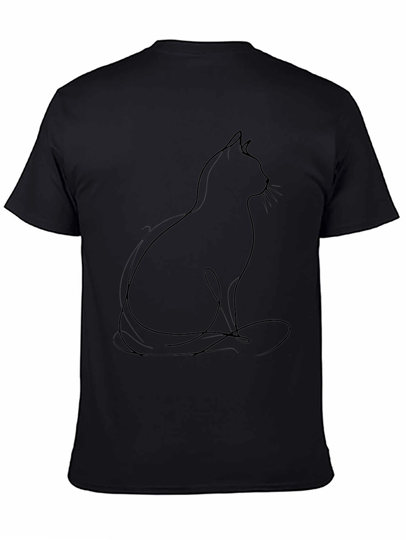Minimalist Cat Outline T-Shirt