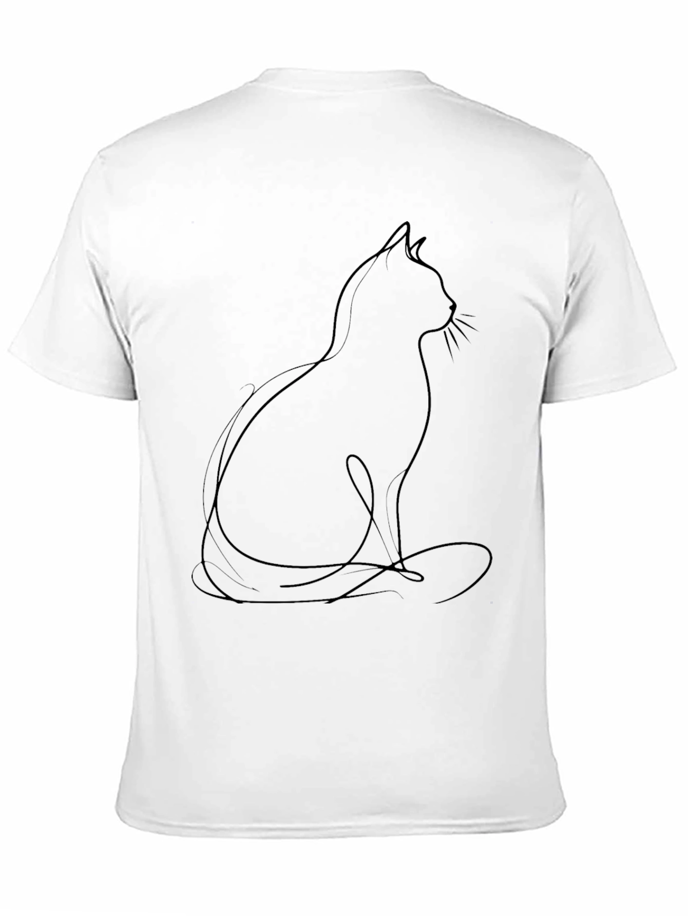 Minimalist Cat Outline T-Shirt