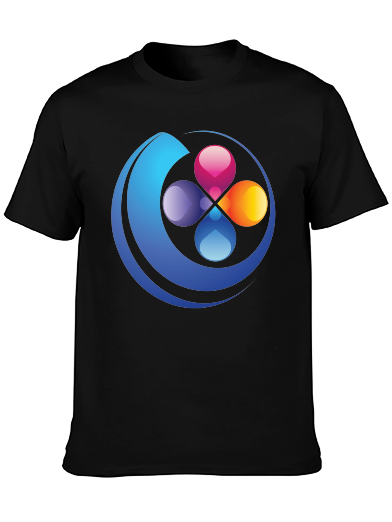 Abstract Circle Graphic Black T-Shirt