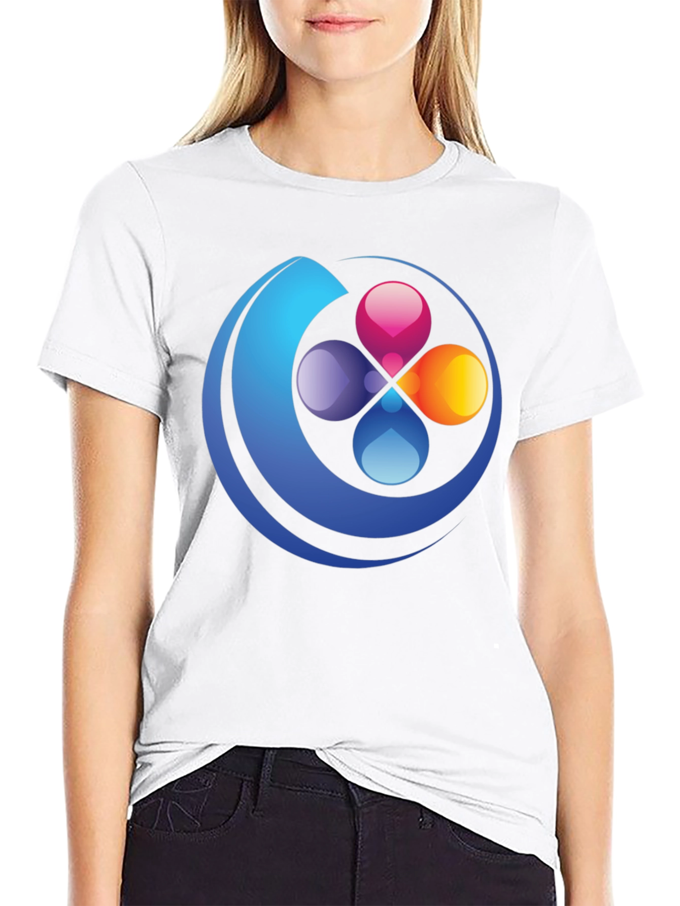Abstract Circle Graphic Black T-Shirt