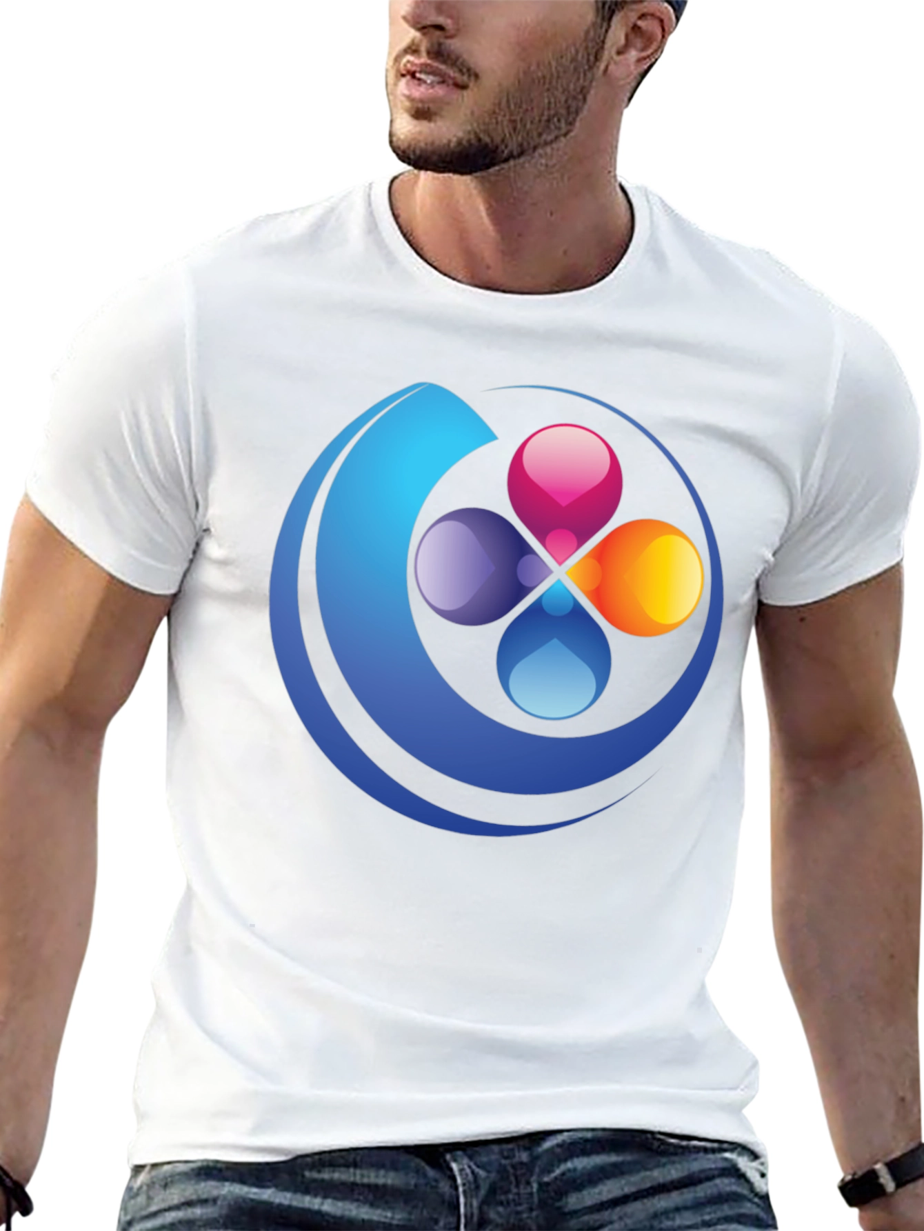 Abstract Circle Graphic Black T-Shirt