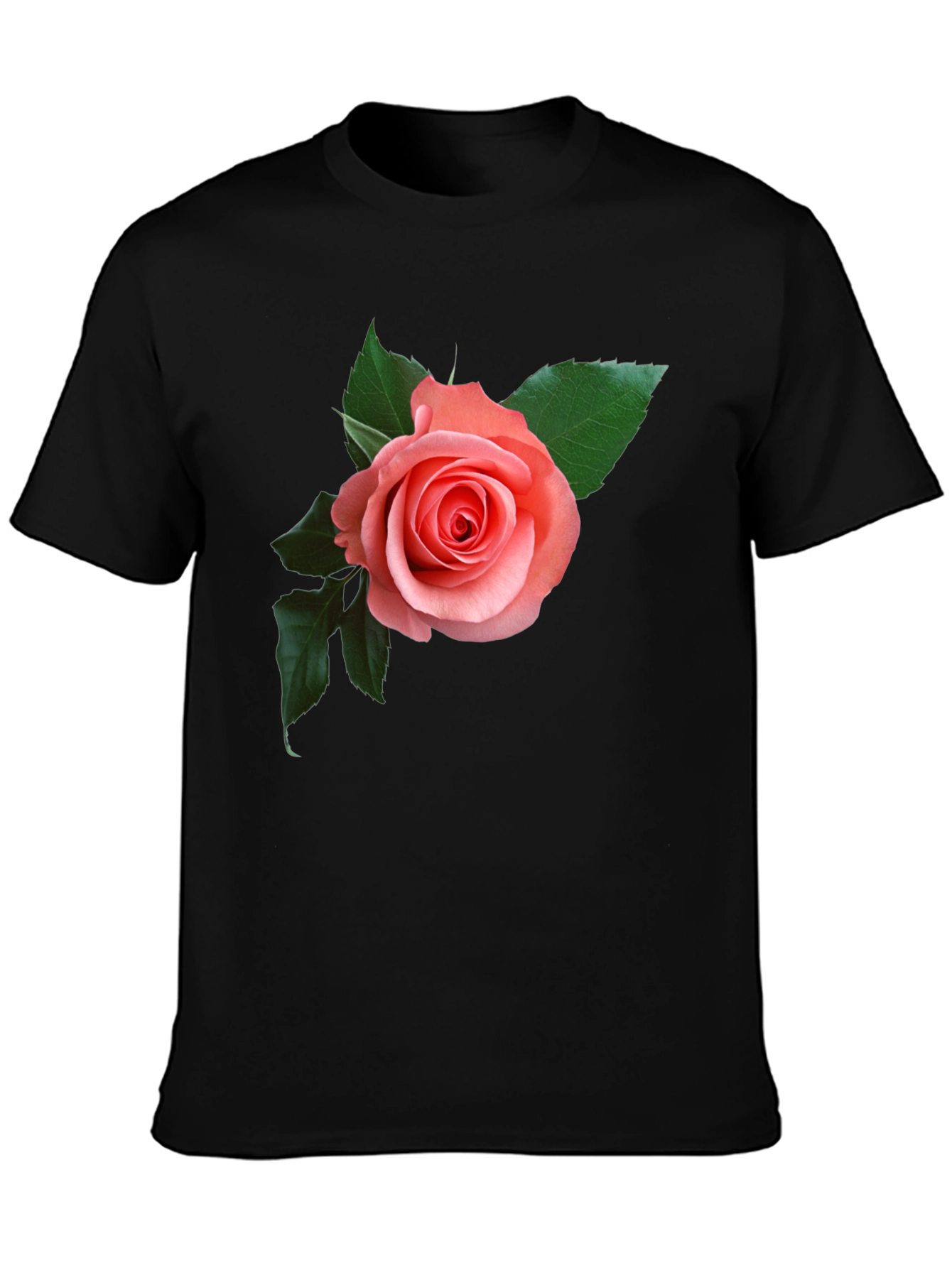 Rose Graphic Black T-Shirt - Floral Design