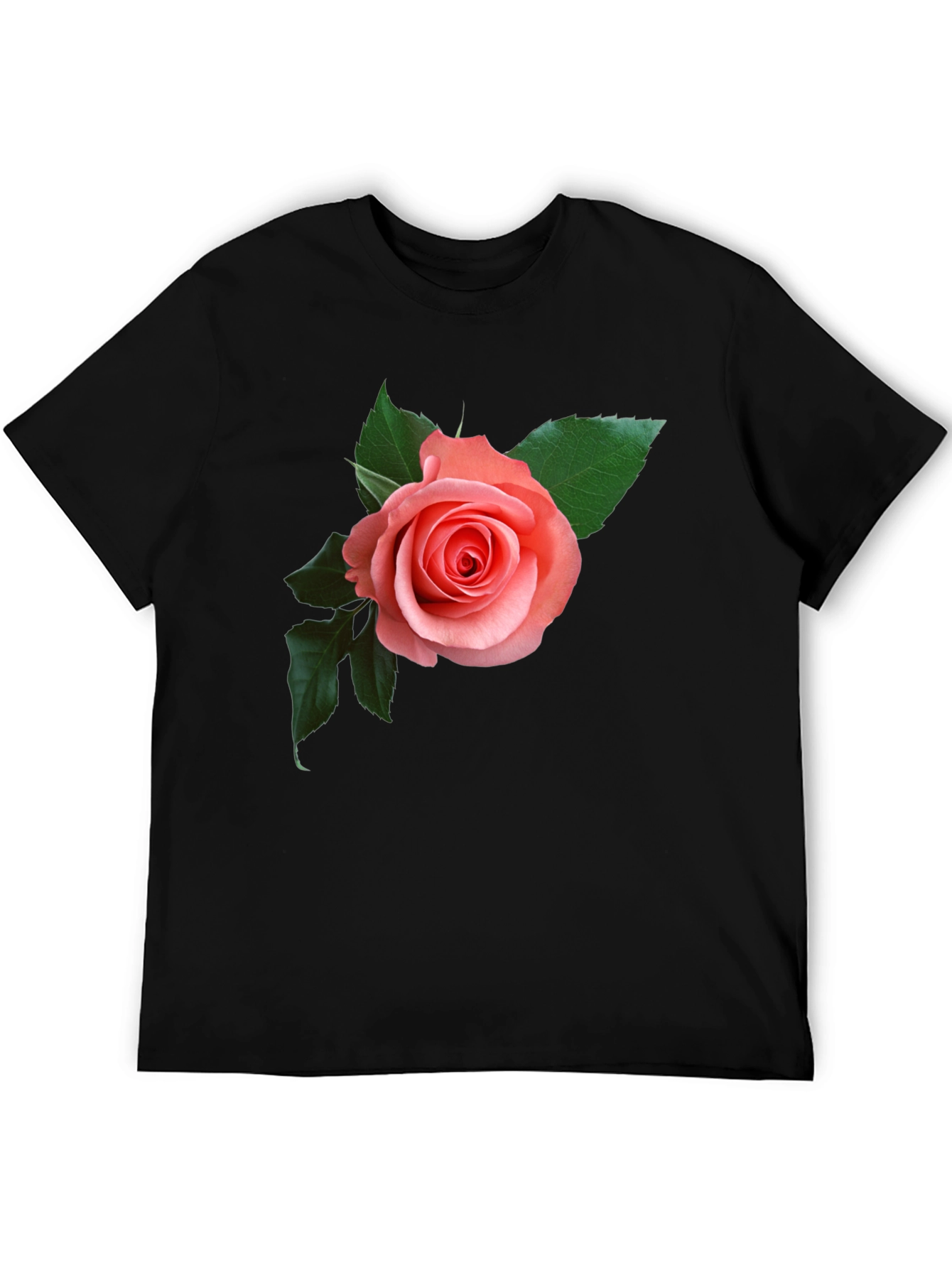 Rose Graphic Black T-Shirt - Floral Design