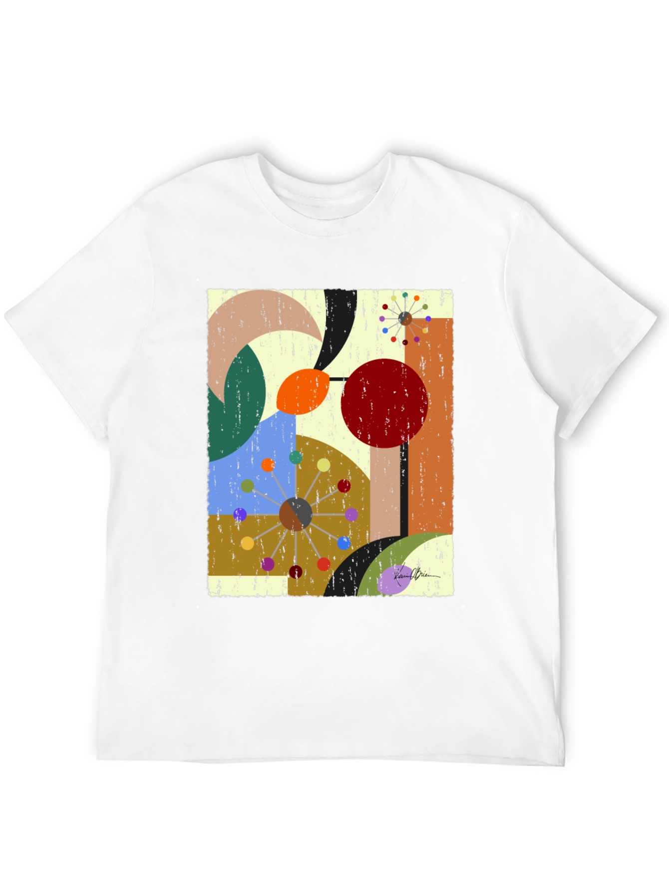 Abstract Geometric Print Black T-Shirt