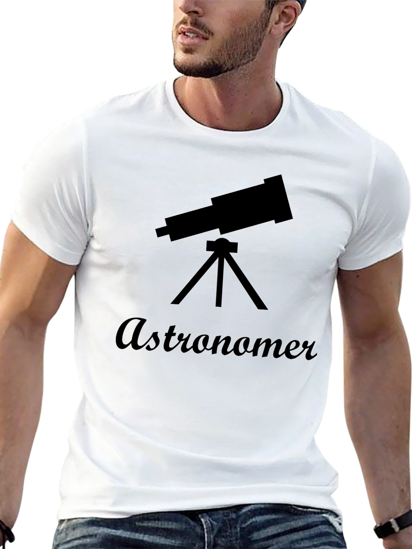 Astronomer Graphic Tee - Black Cotton T-Shirt