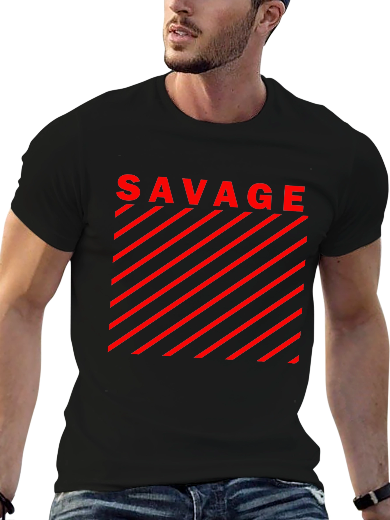 Savage Graphic T-Shirt - Bold Red Design