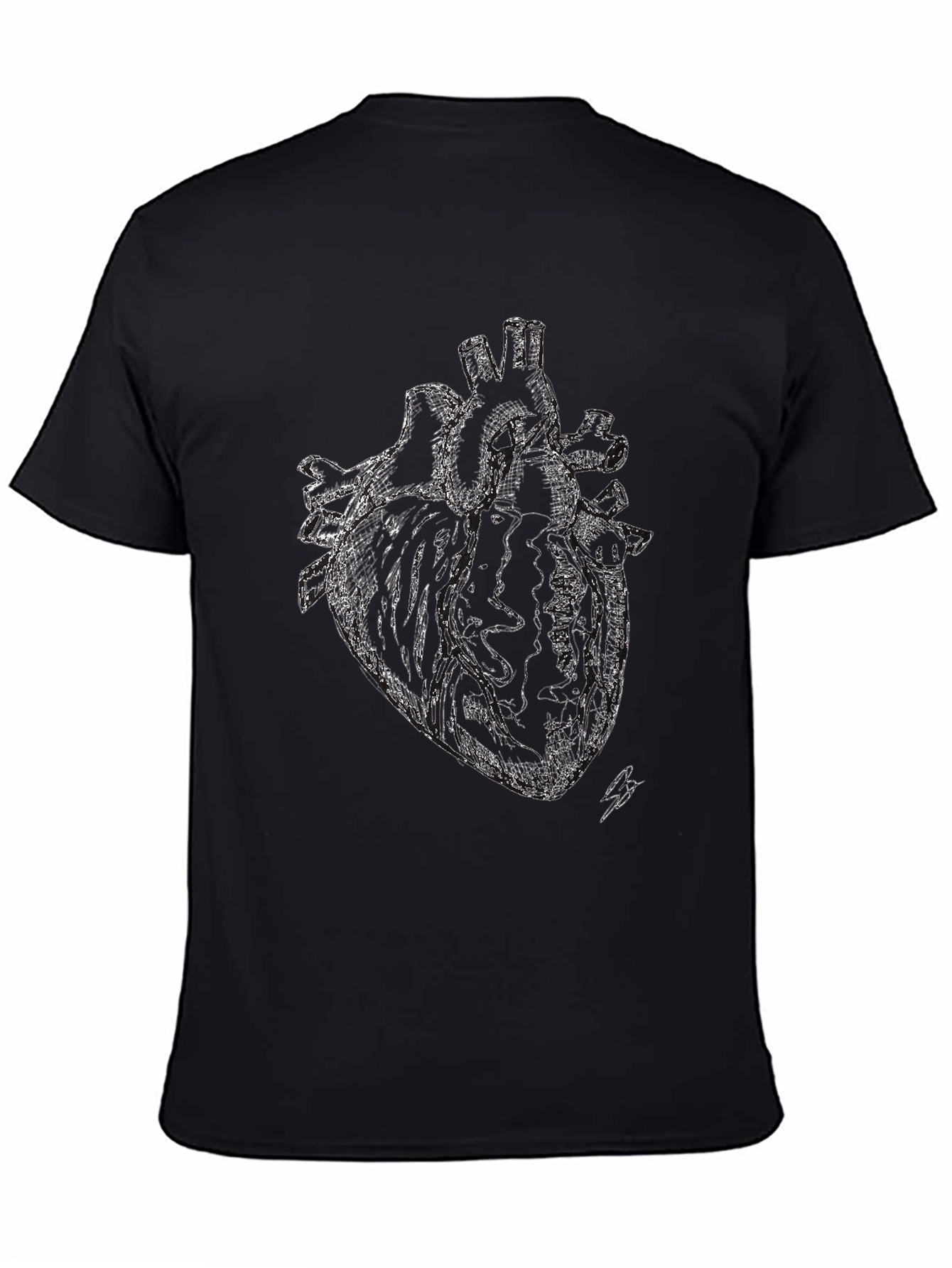 Anatomical Heart Print Black T-Shirt