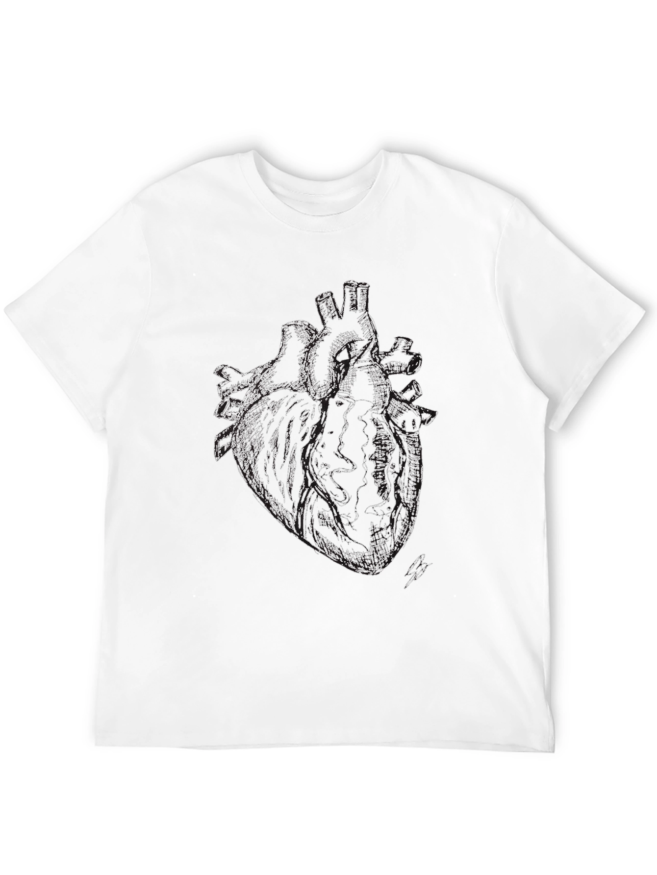 Anatomical Heart Print Black T-Shirt