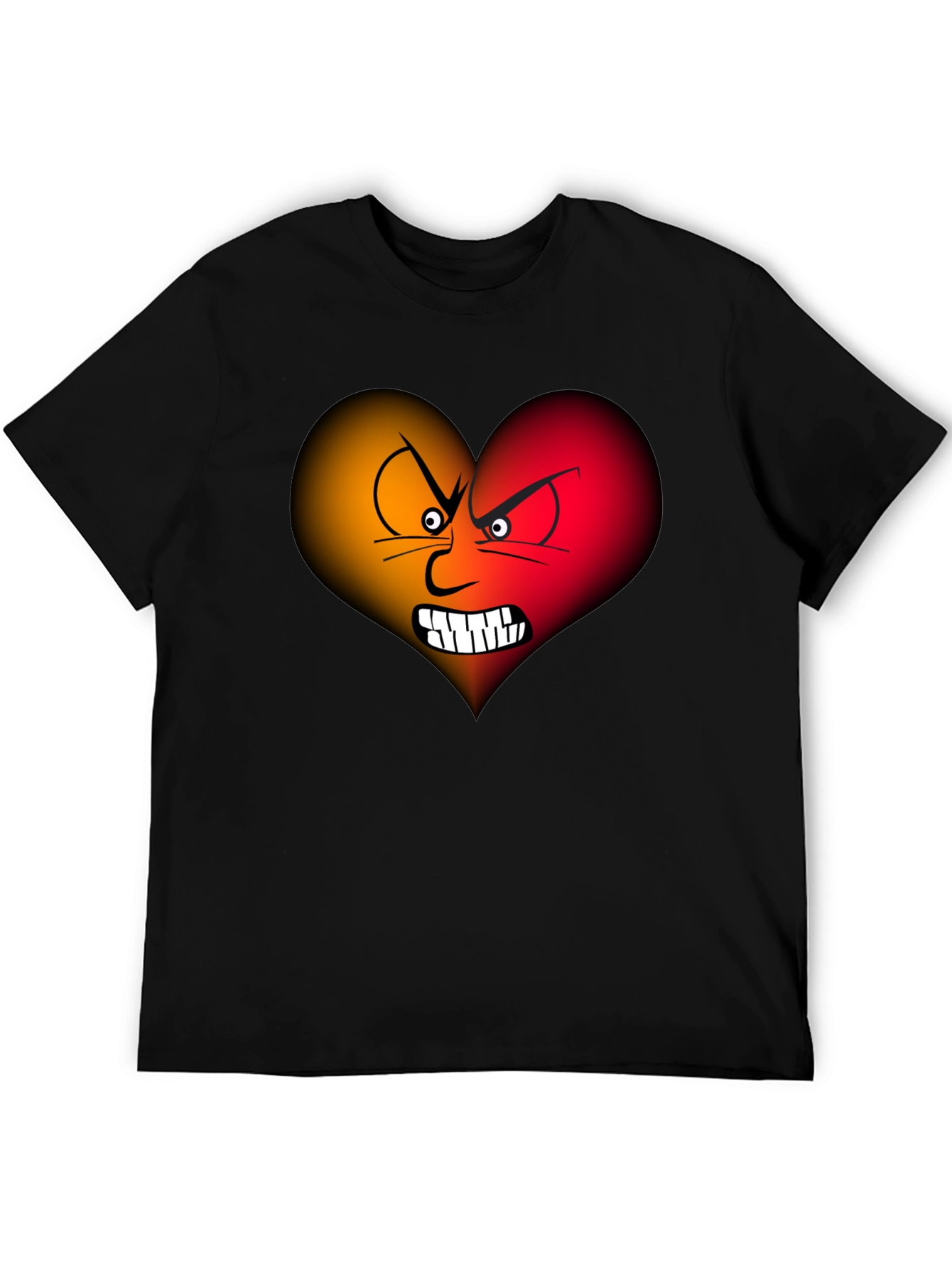 Angry Heart Graphic Tee - Black Cotton