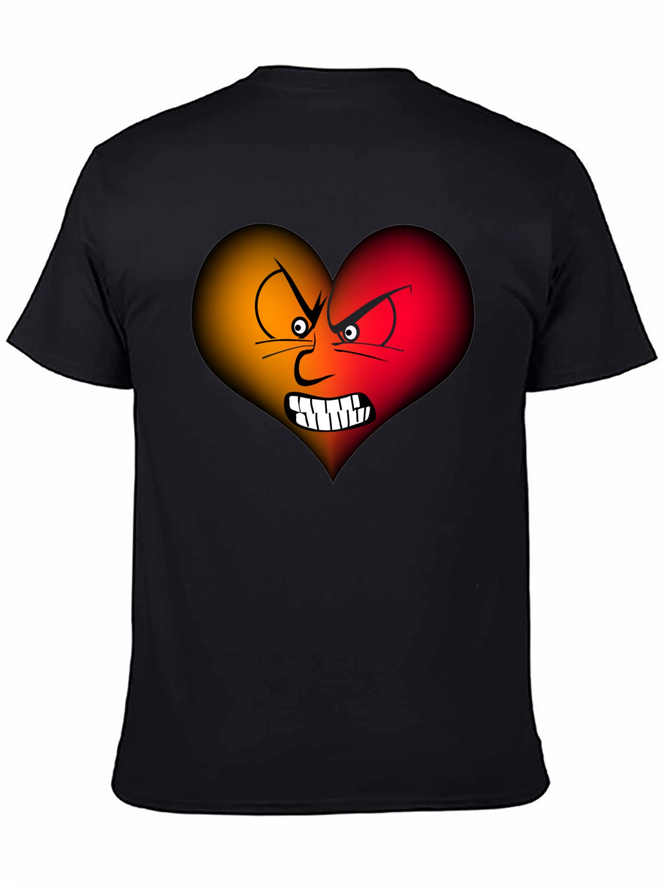Angry Heart Graphic Tee - Black Cotton