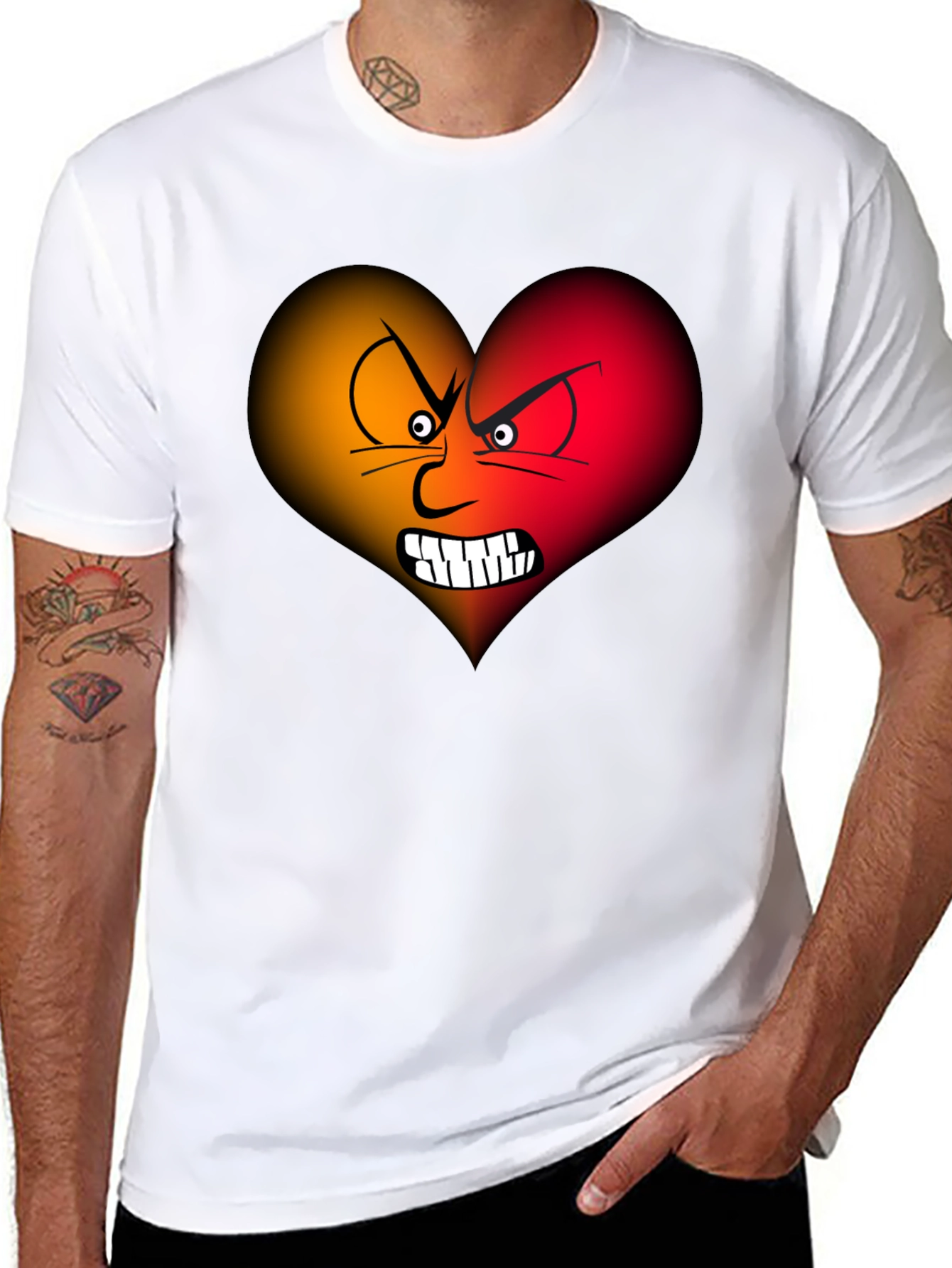Angry Heart Graphic Tee - Black Cotton