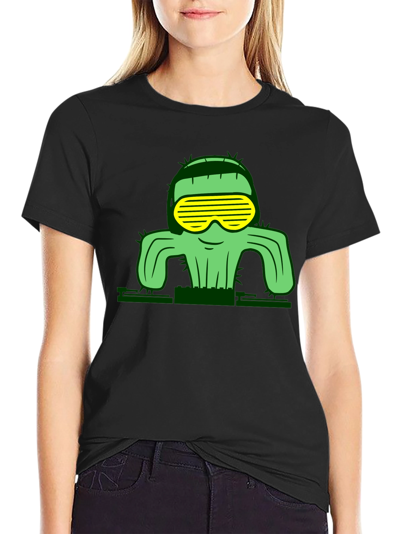 Cool Cactus Graphic T-Shirt - Black