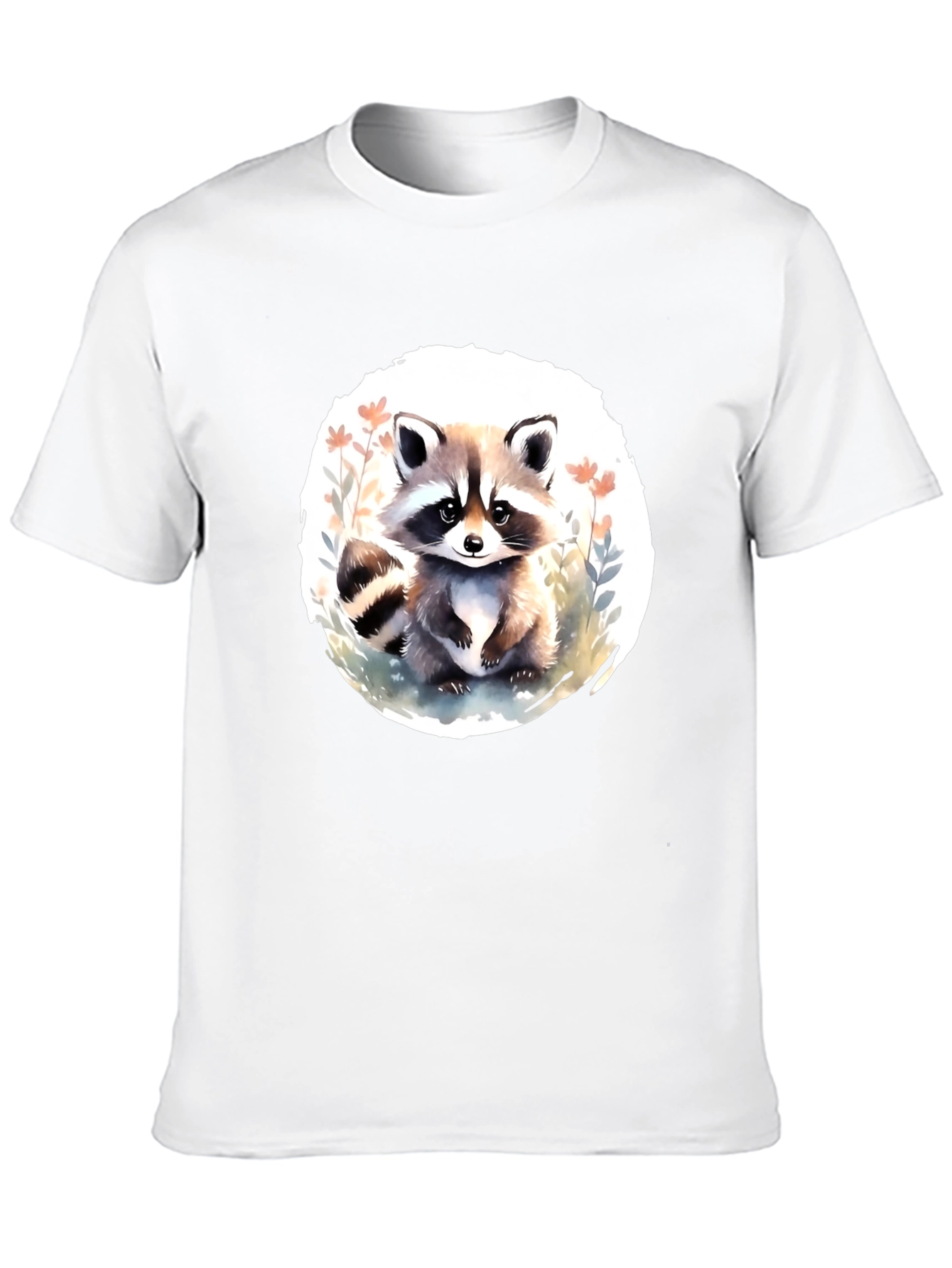Cute Raccoon Graphic Tee - Black Casual T-Shirt