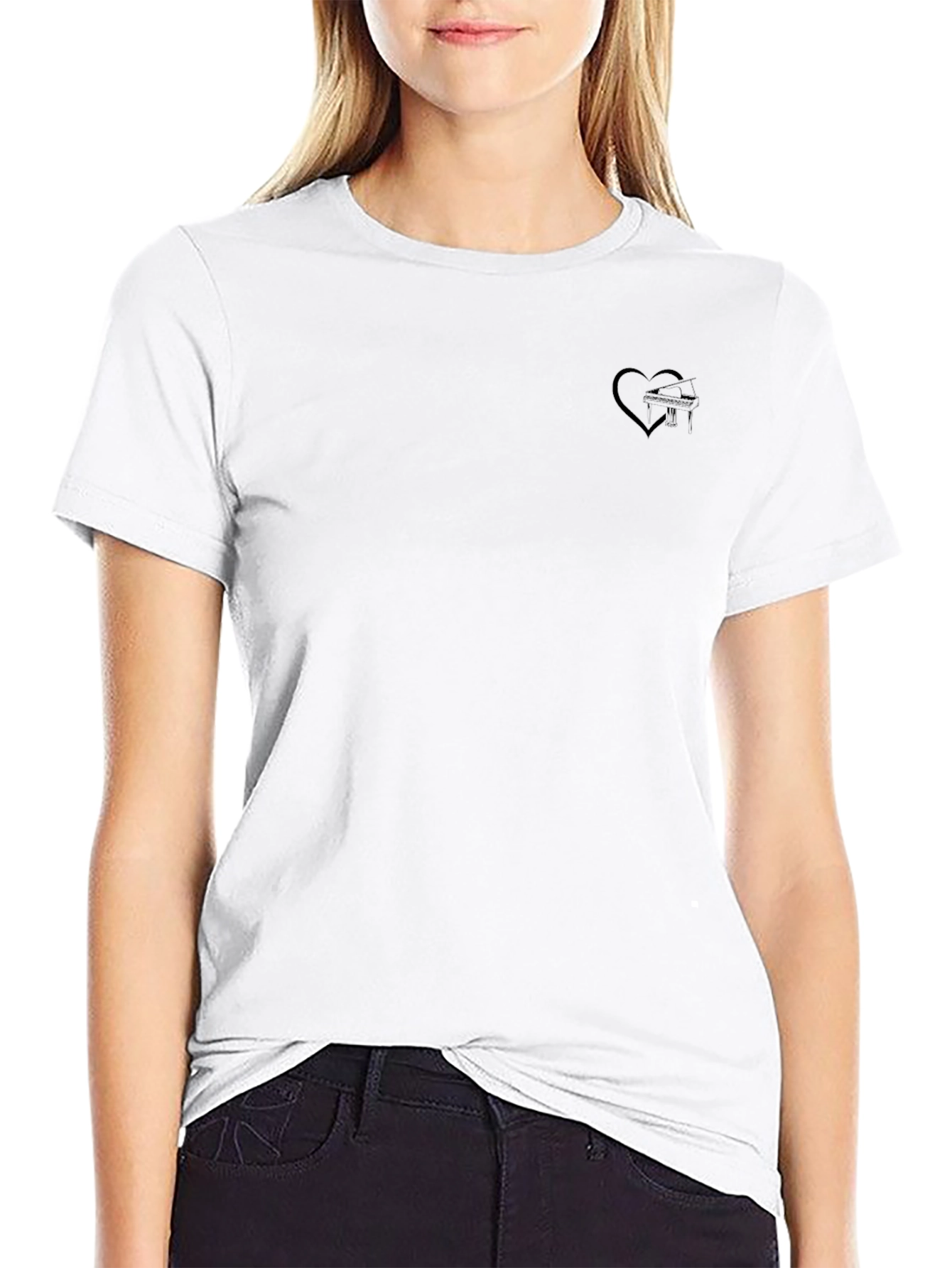 Black Graphic Tee - Heart and Airplane Design