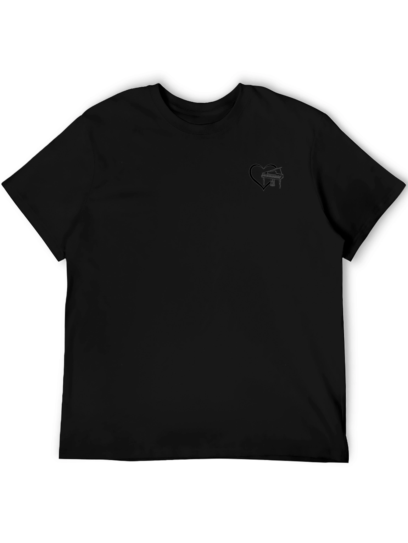Black Graphic Tee - Heart and Airplane Design