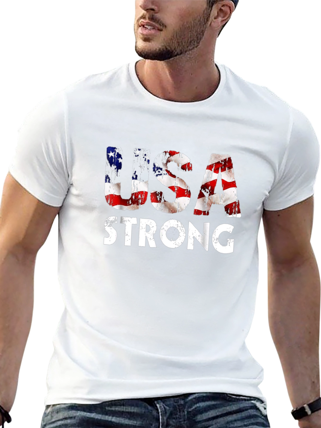 USA Strong Graphic Print Mens T-Shirt