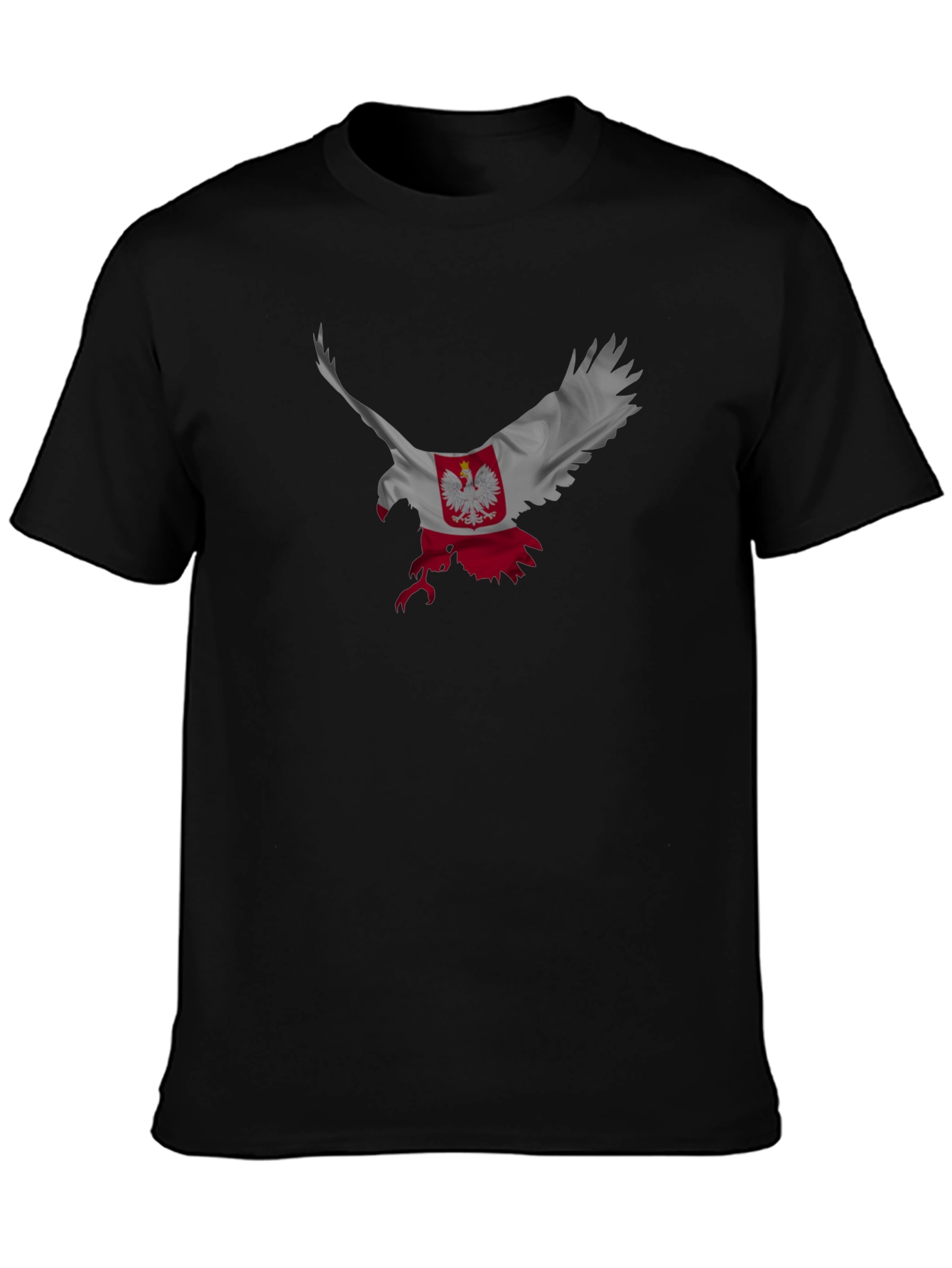 Polish Eagle Flag Graphic Black T-Shirt
