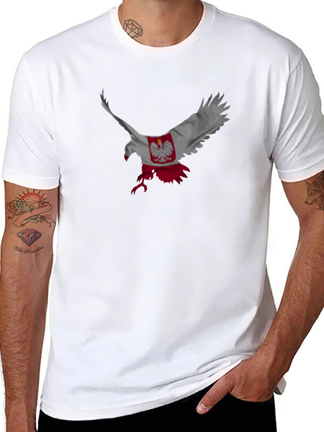 Polish Eagle Flag Graphic Black T-Shirt