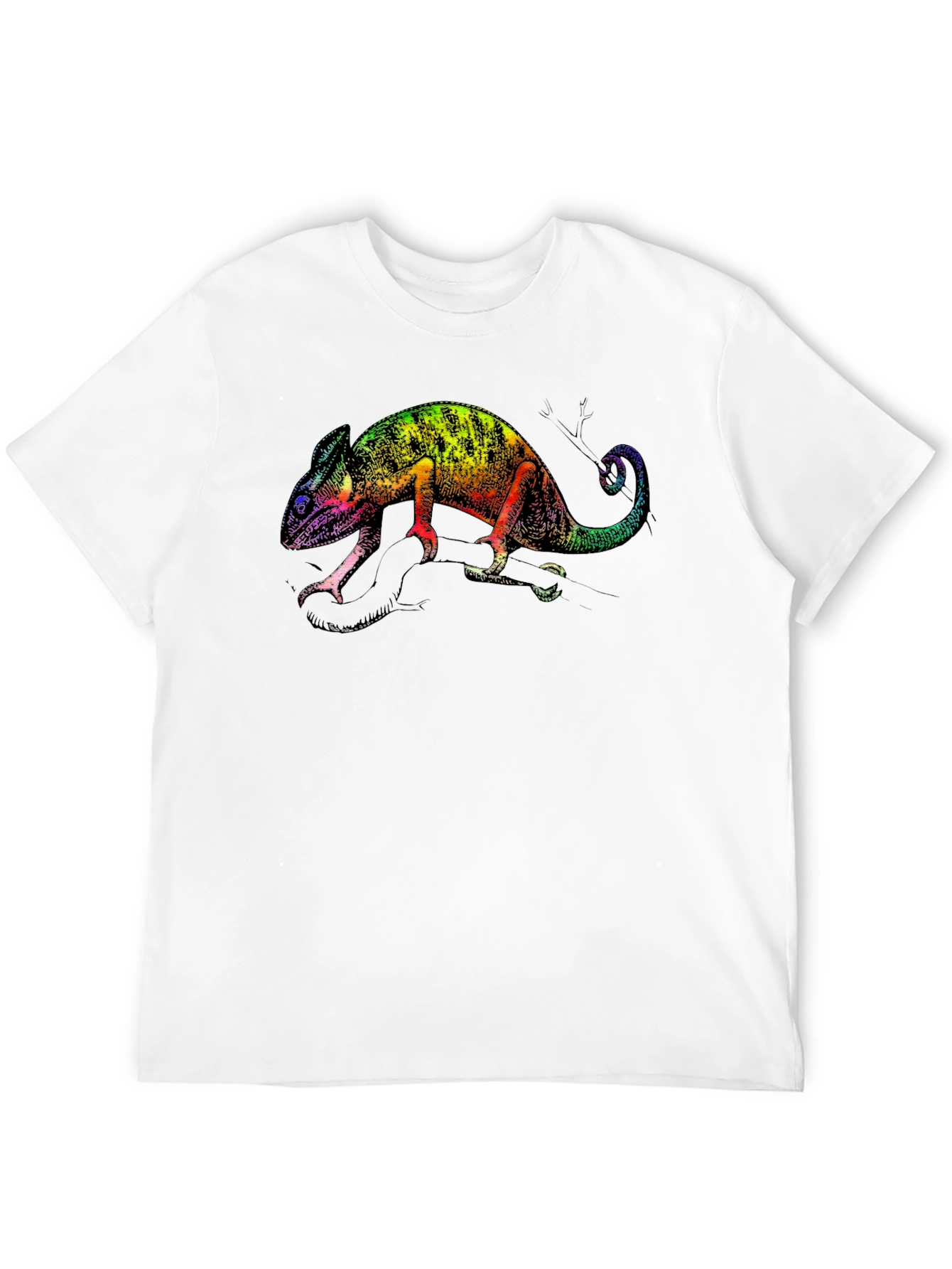 Rainbow Chameleon Graphic Tee - Stylish Black T-Shirt