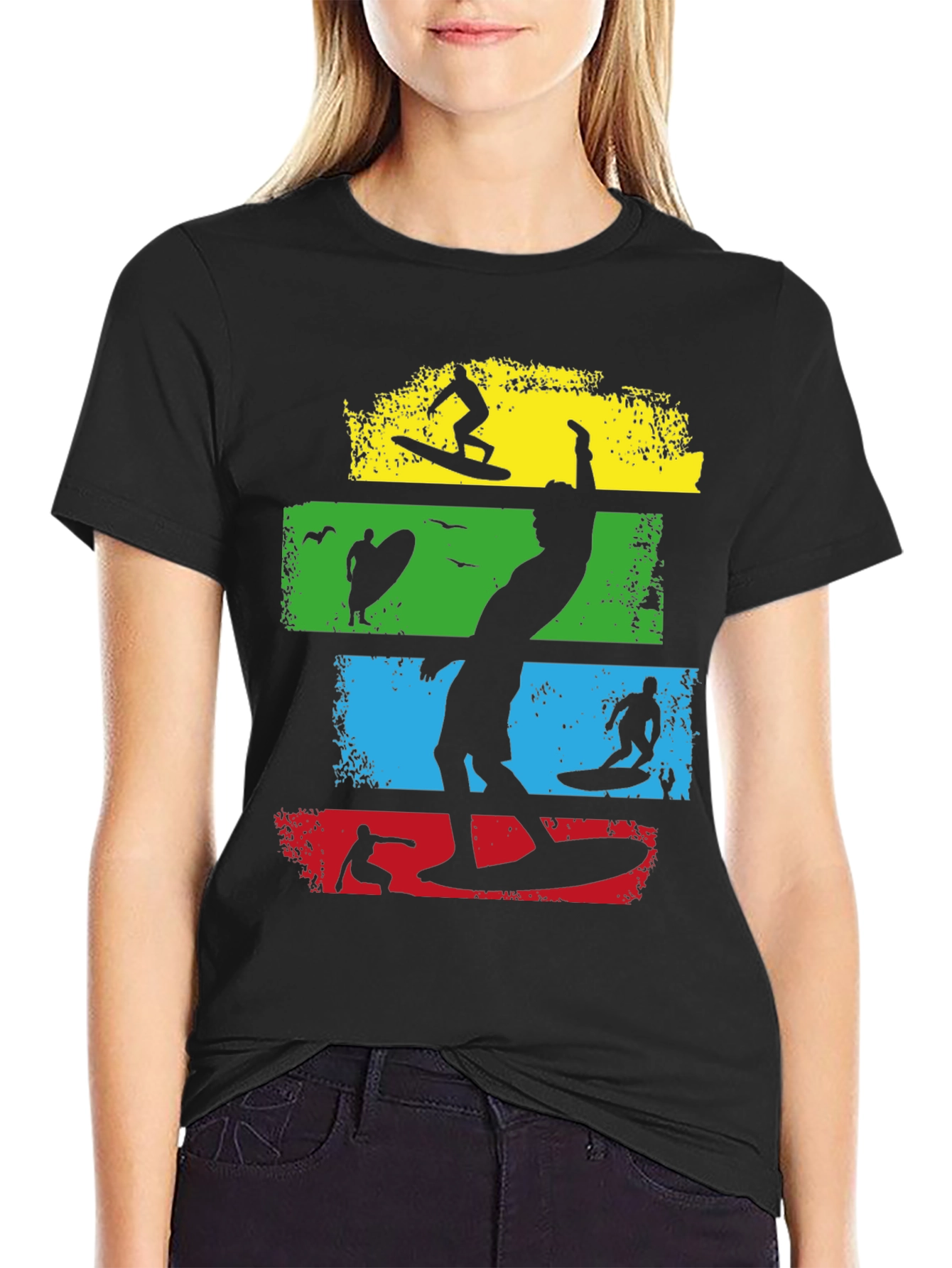Surf Silhouette Tee - Retro Wave Design