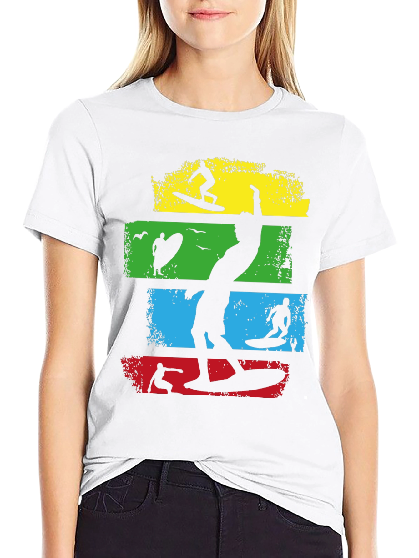Surf Silhouette Tee - Retro Wave Design