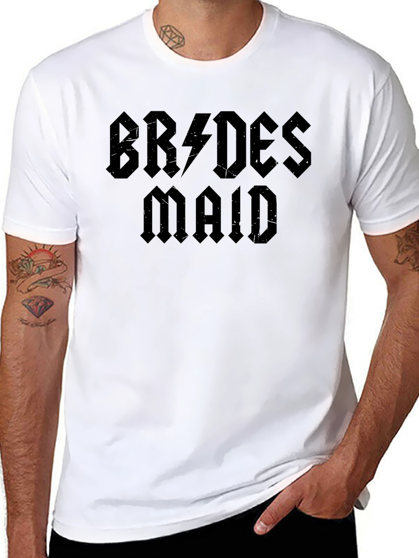 Bridesmaid AC/DC Style Graphic T-Shirt - Black
