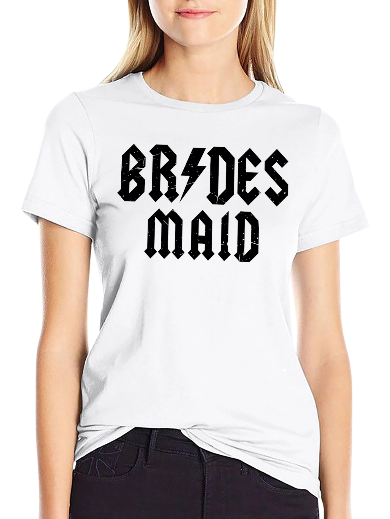 Bridesmaid AC/DC Style Graphic T-Shirt - Black