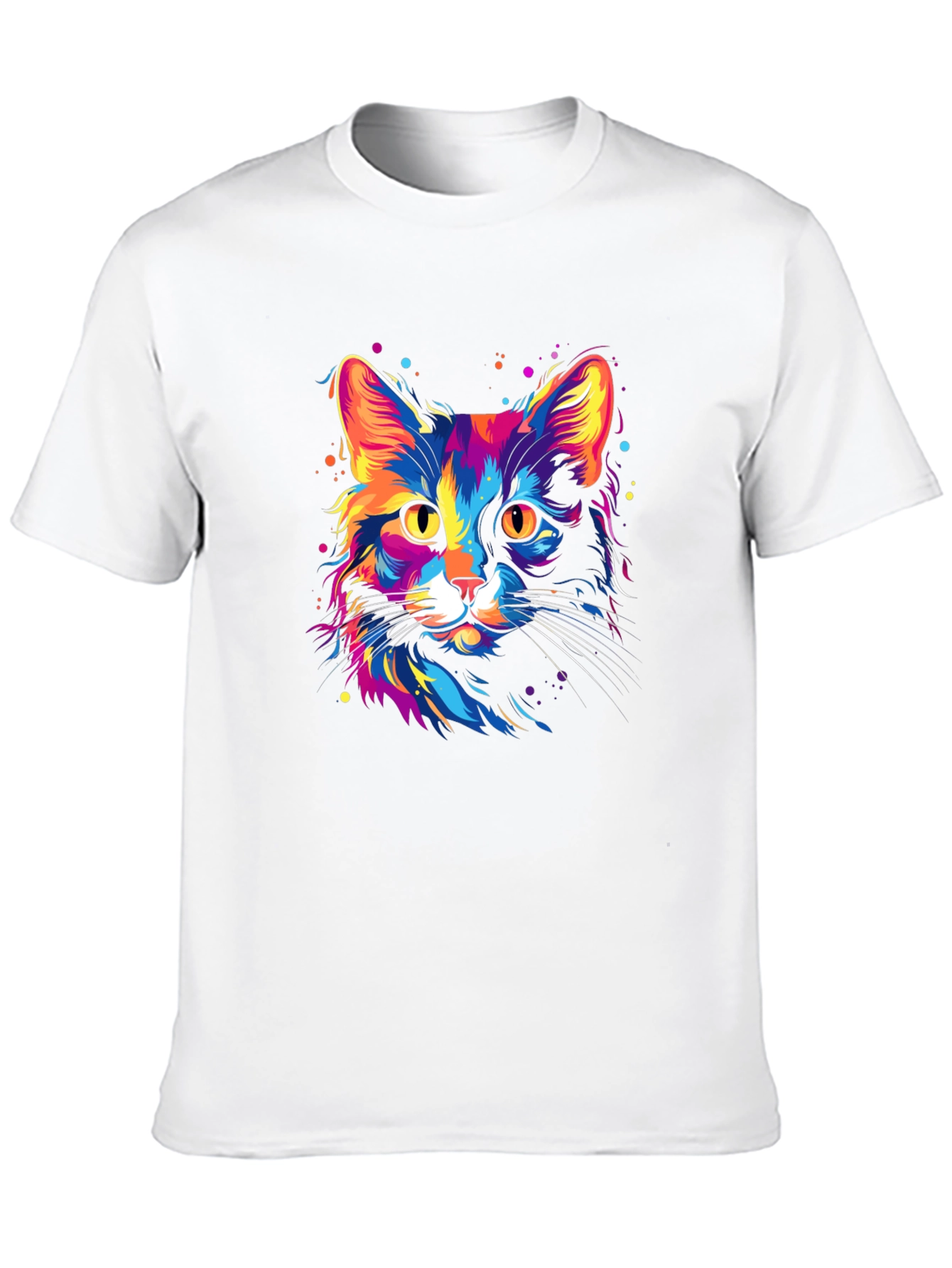 Vibrant Cat Graphic Black T-Shirt