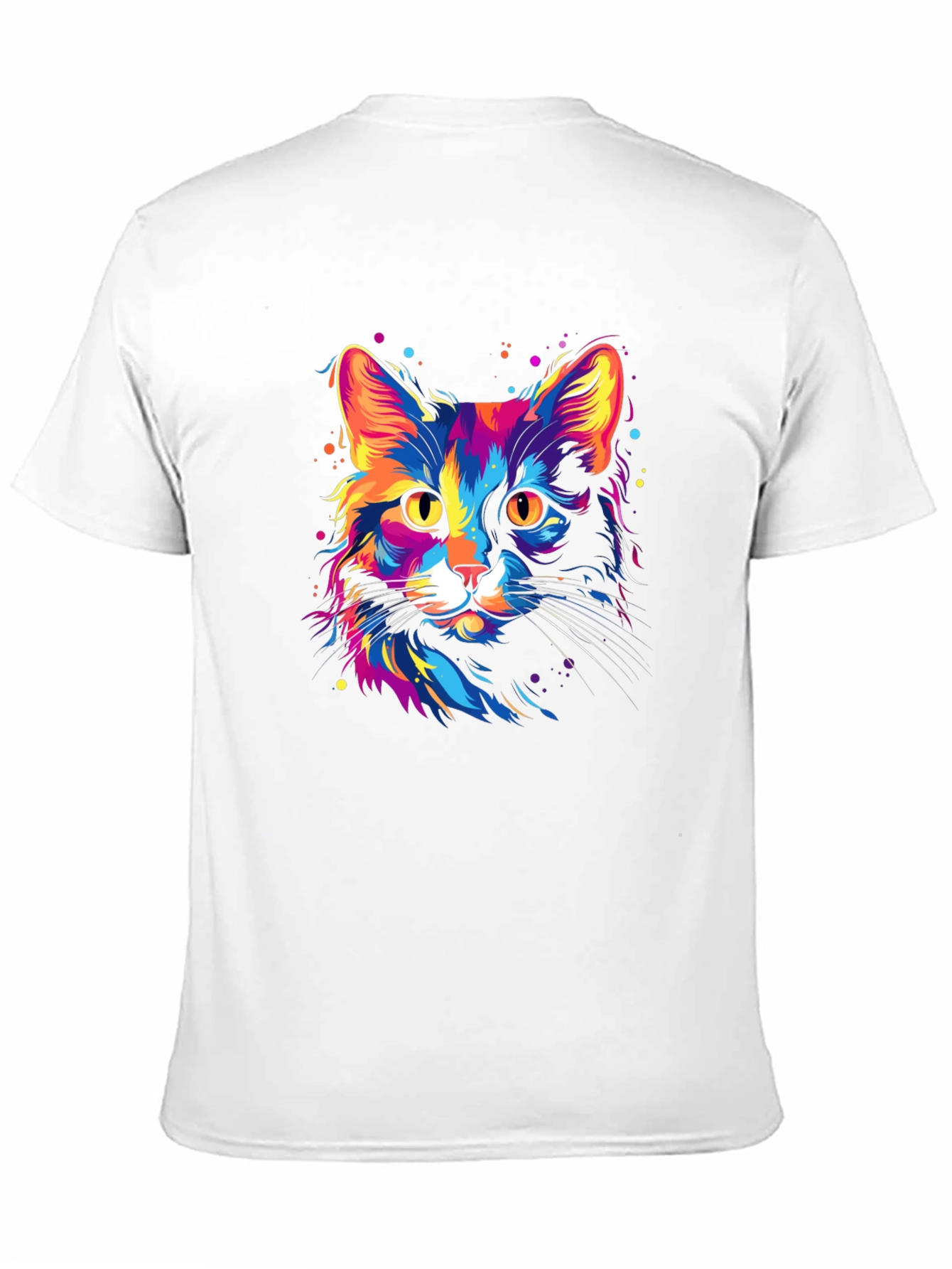 Vibrant Cat Graphic Black T-Shirt