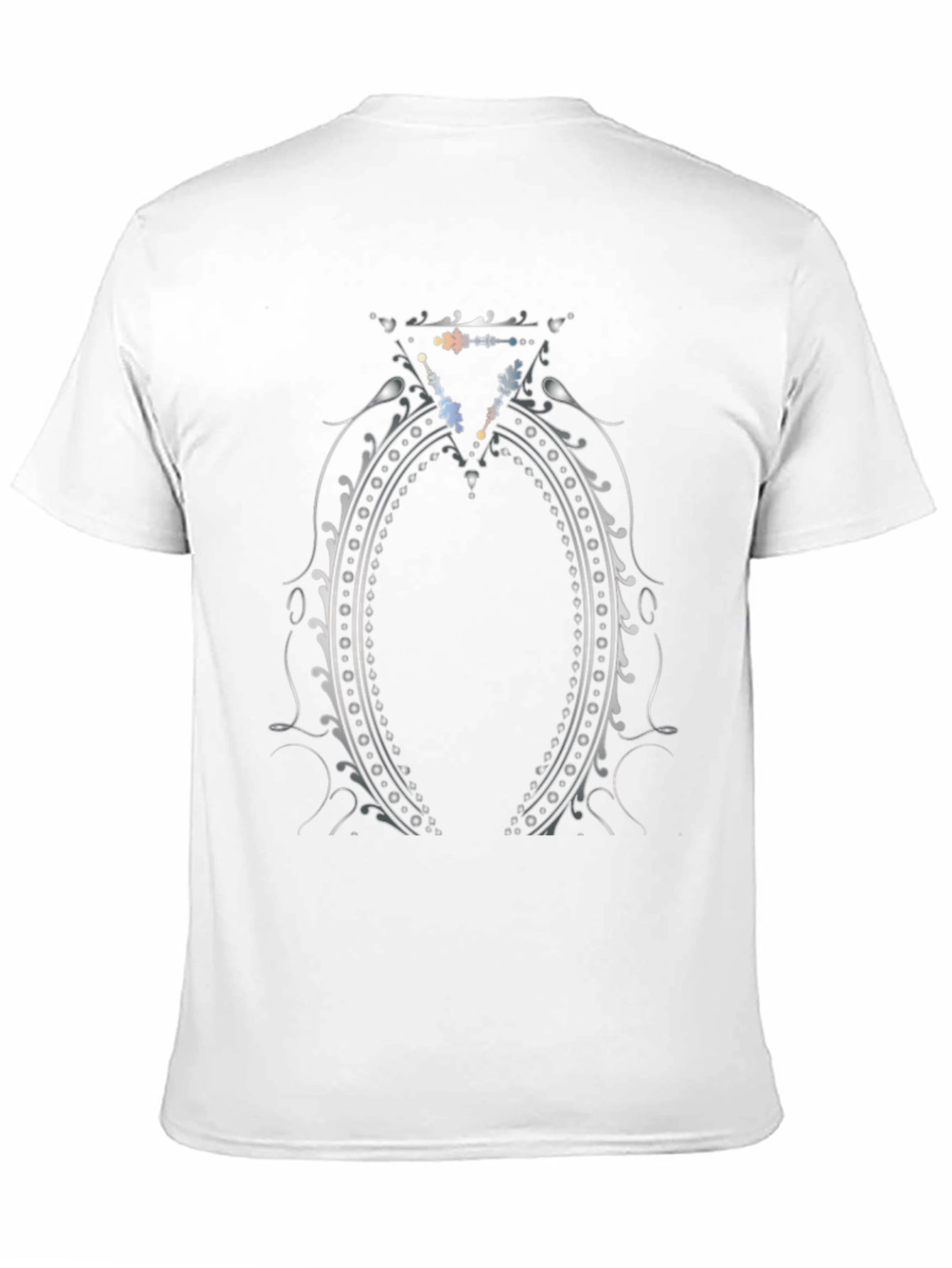 Elegant Silver Ornament Black T-Shirt