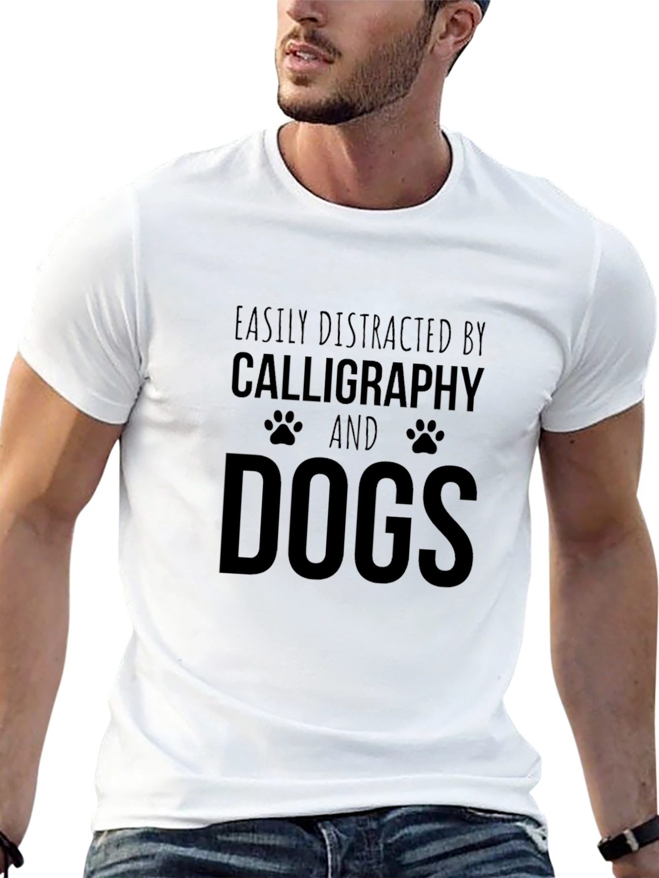 Easily Distracted By Calligraphy and Dogs T-Shirt