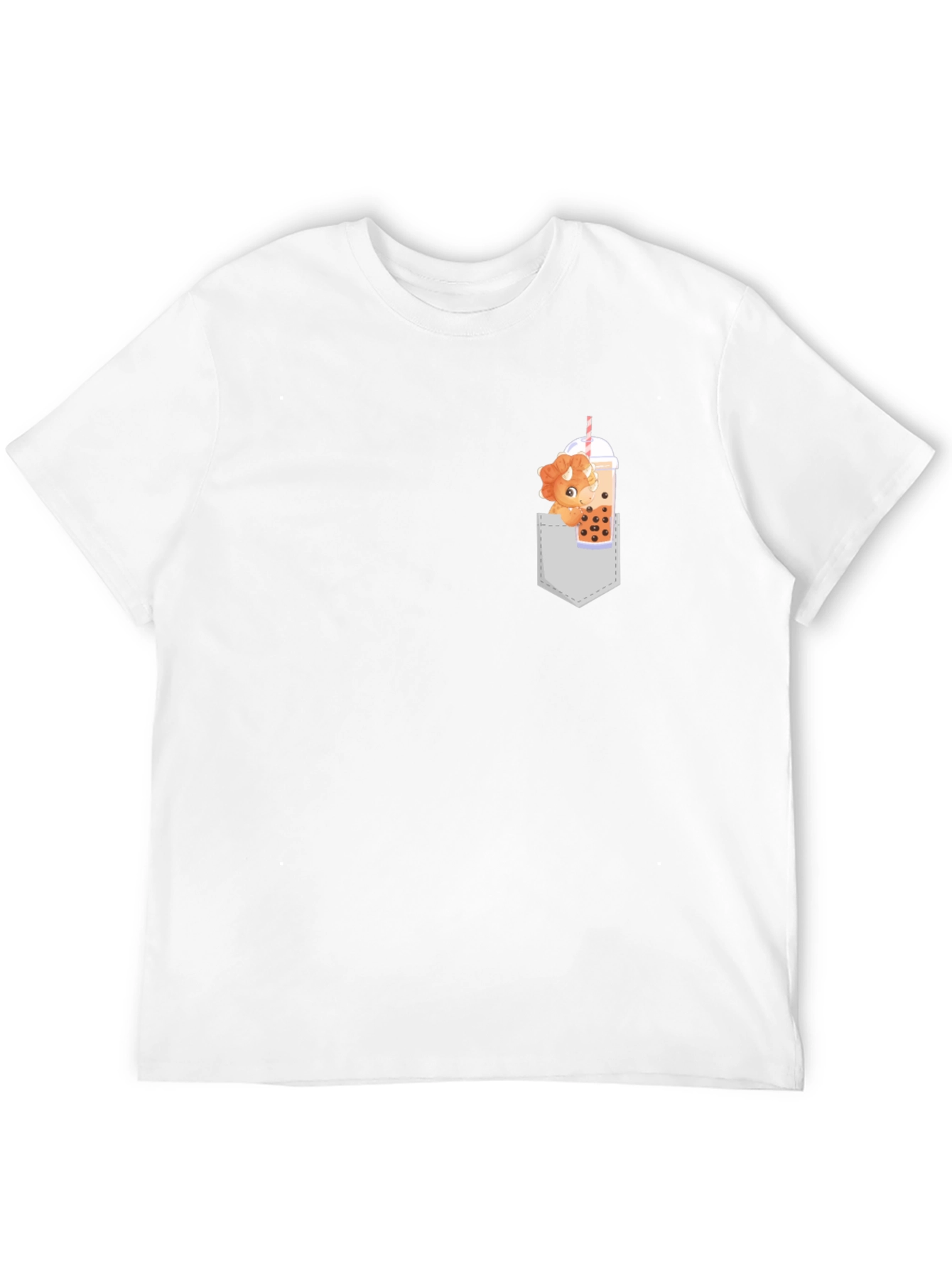 Dino Boba Tea Pocket T-Shirt - Cute & Fun