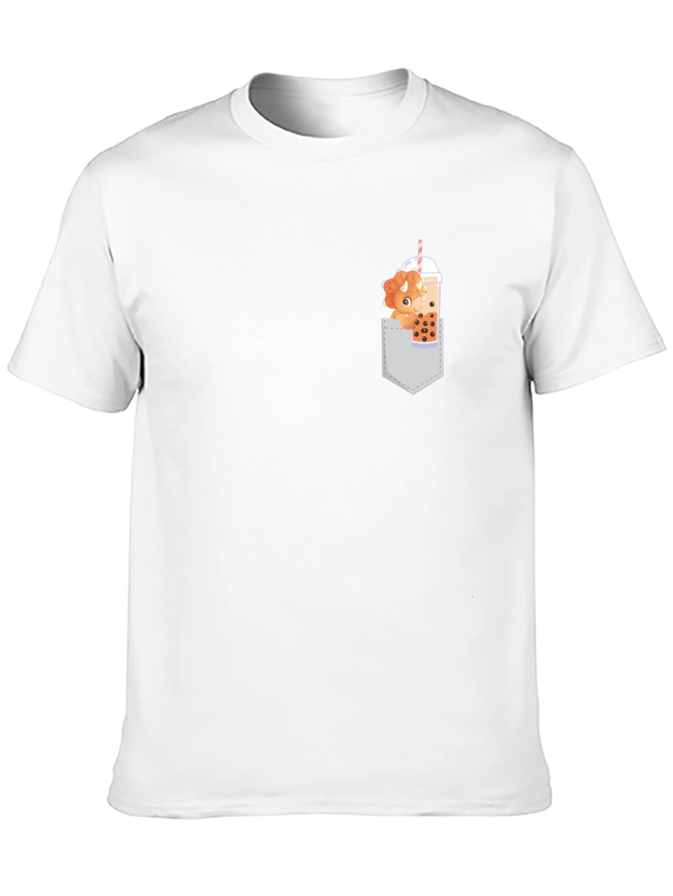 Dino Boba Tea Pocket T-Shirt - Cute & Fun