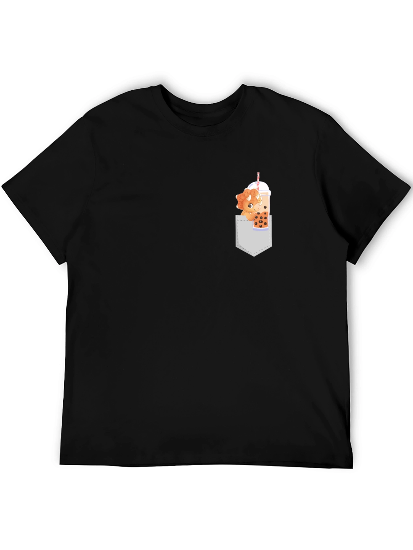 Dino Boba Tea Pocket T-Shirt - Cute & Fun
