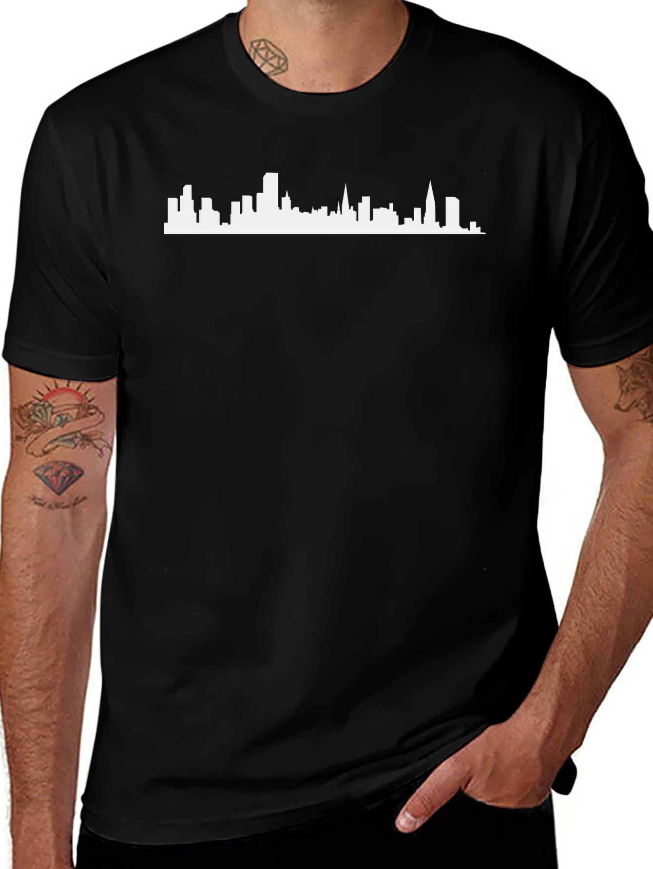 Cityscape Graphic Tee - Black Cotton Blend