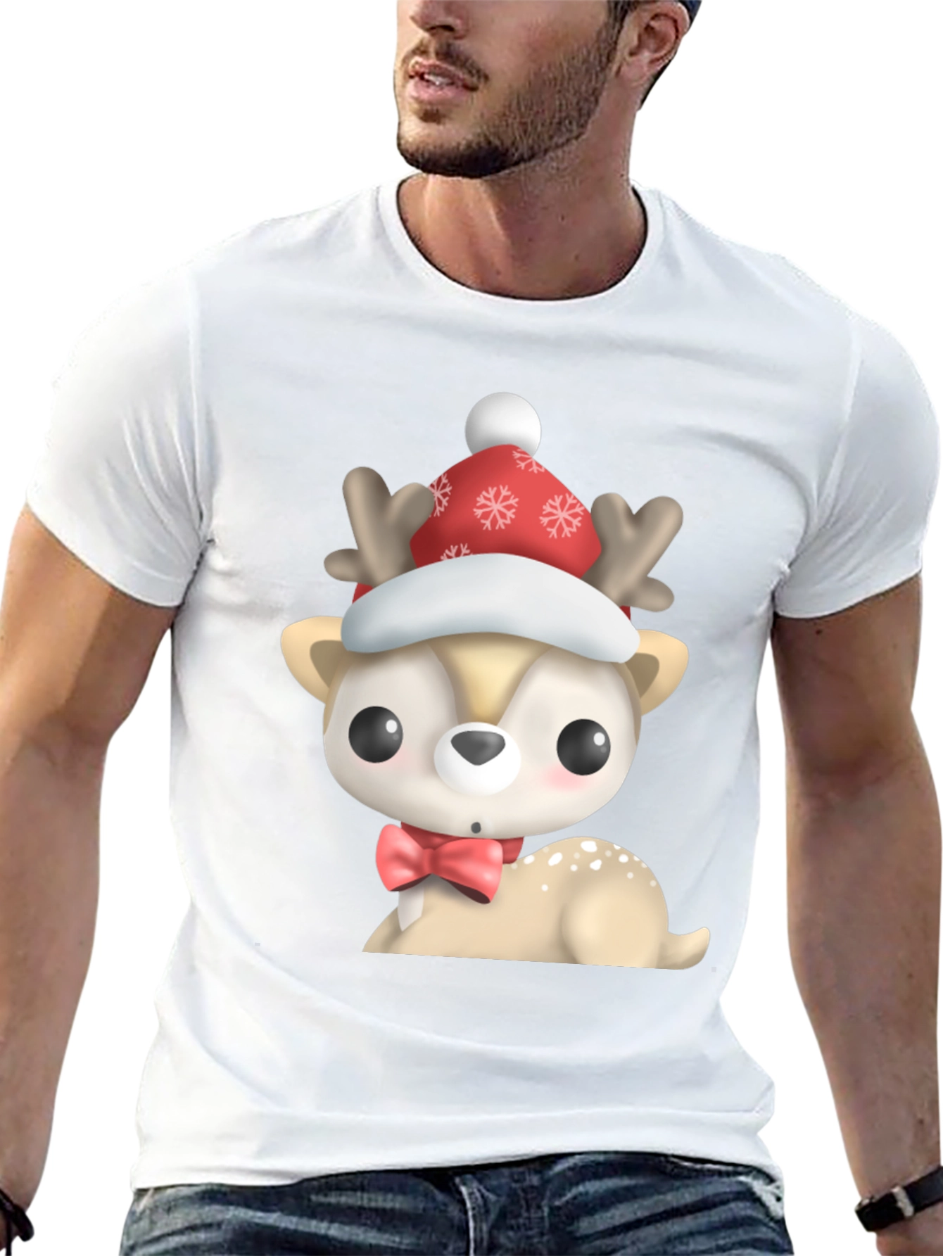 Cute Cartoon Deer Christmas T-Shirt