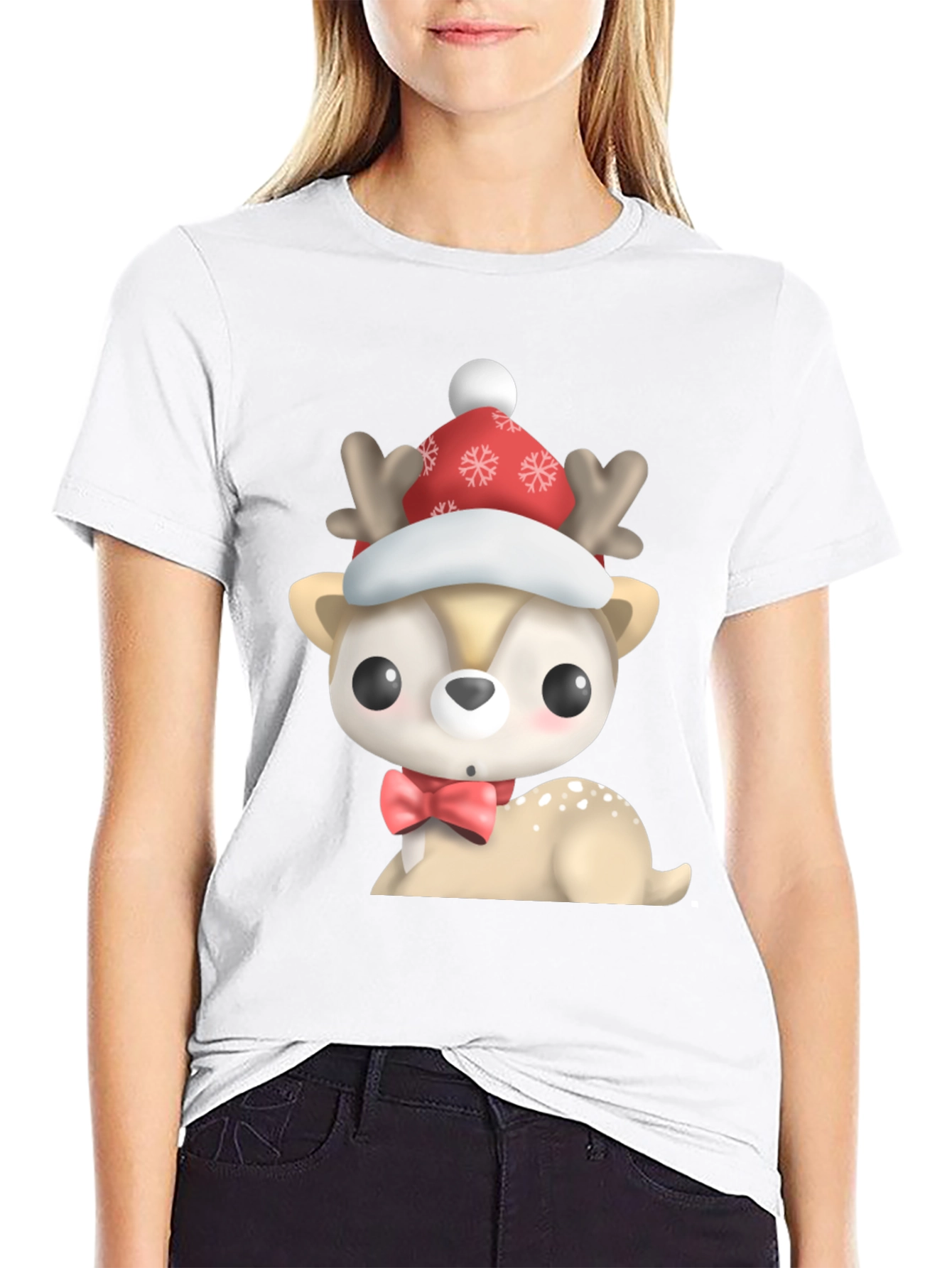 Cute Cartoon Deer Christmas T-Shirt