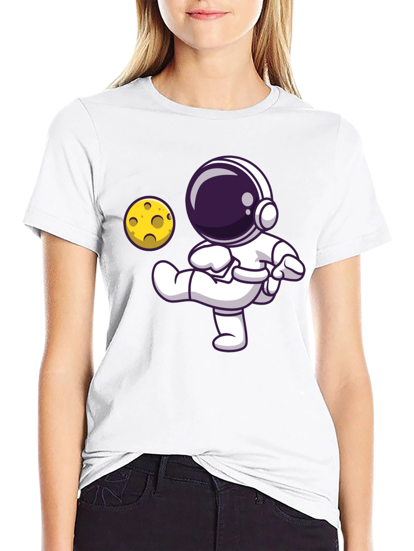 Astronaut Kicking Moon T-Shirt - Black