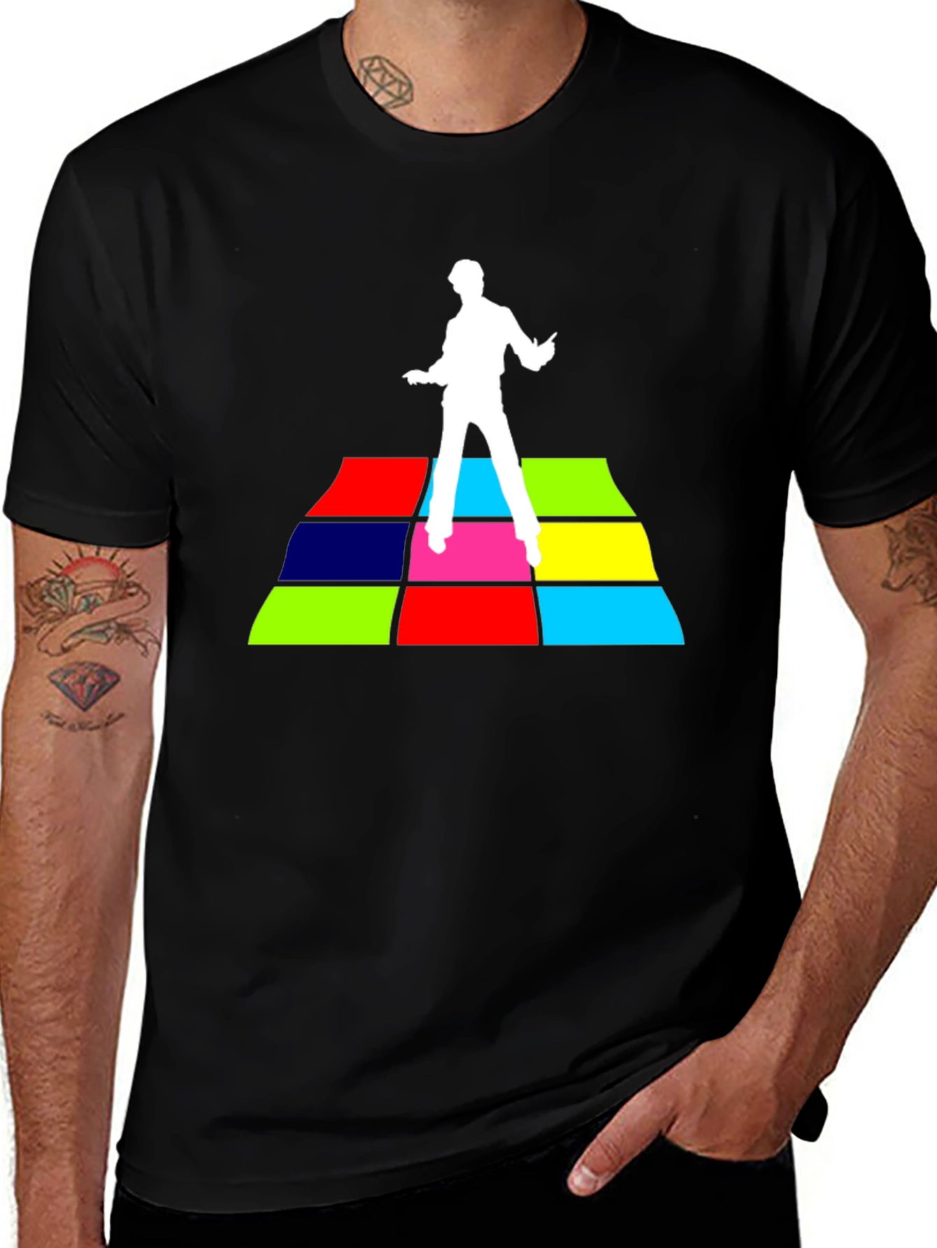 Retro Disco Fever T-Shirt - Black Cotton Tee
