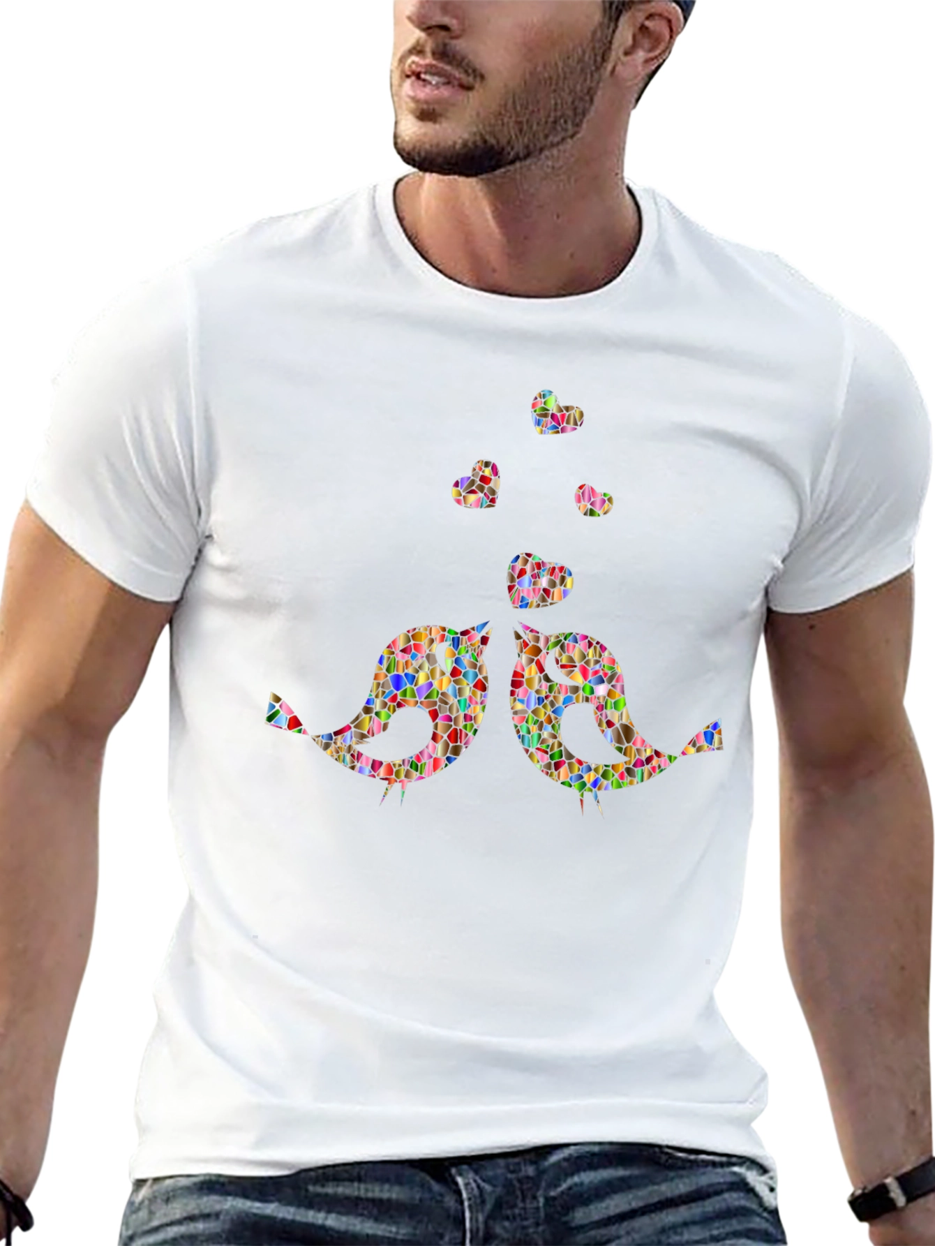 Mosaic Birds & Hearts Graphic Tee