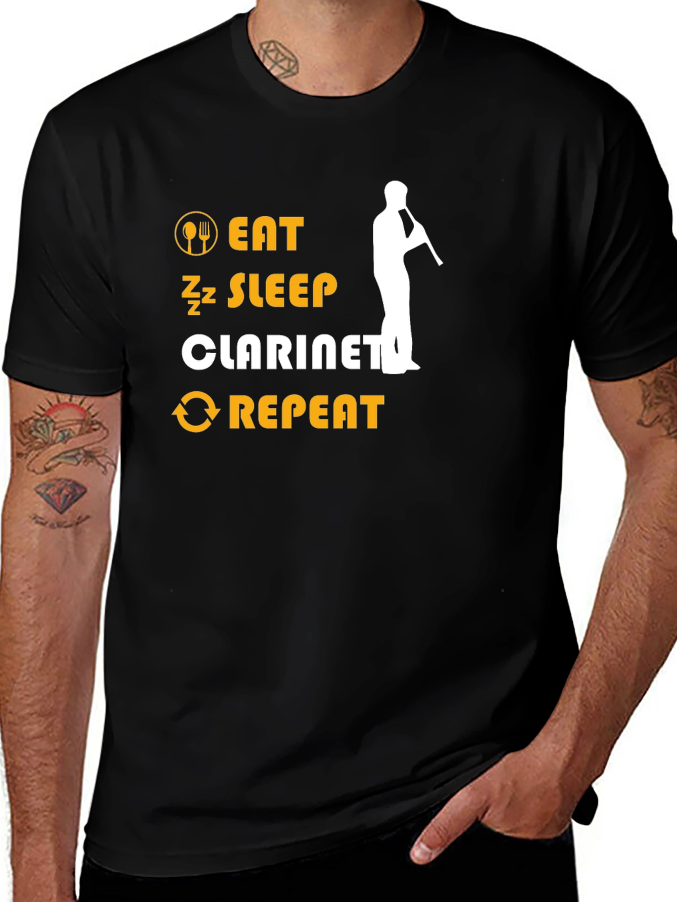 Eat Sleep Clarinet Repeat Graphic Tee