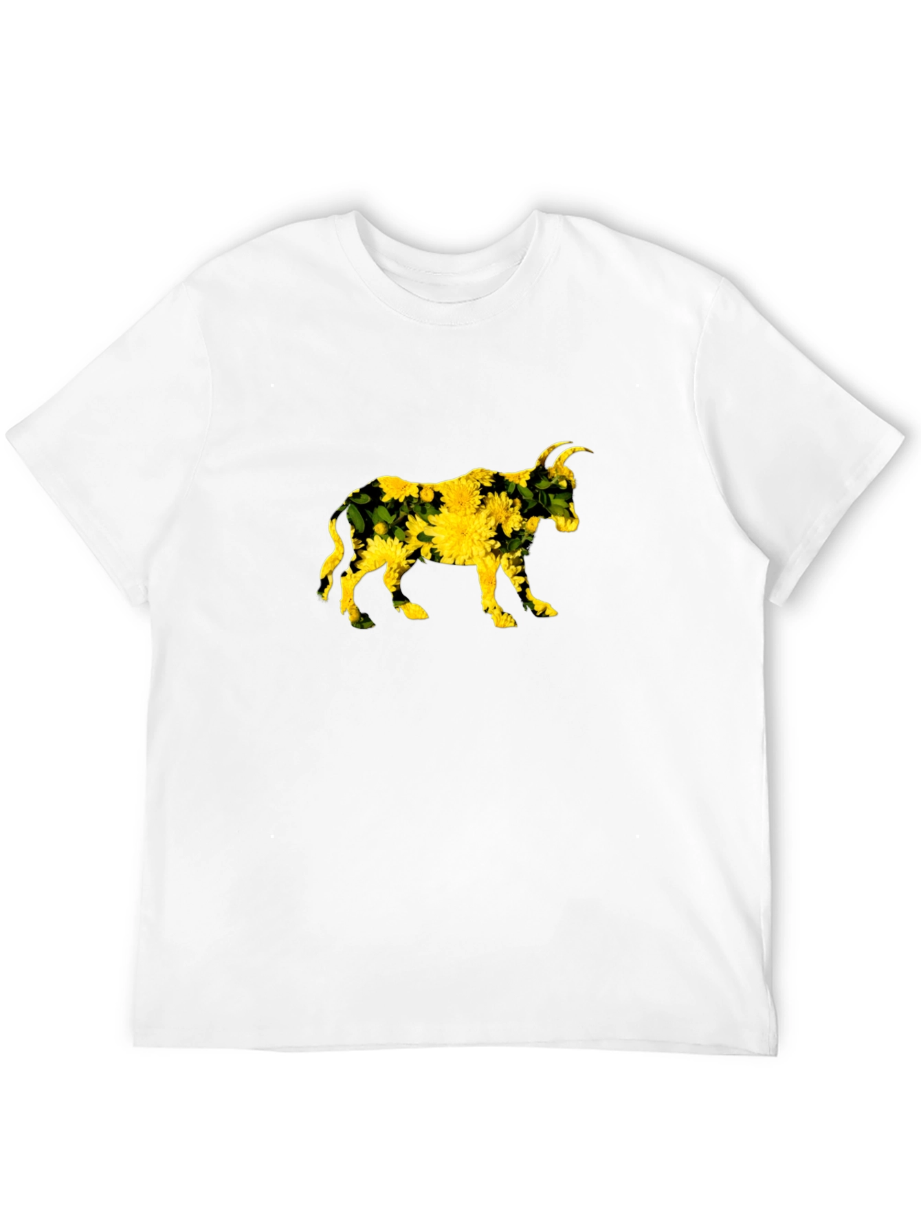 Floral Bull Graphic Black Tee