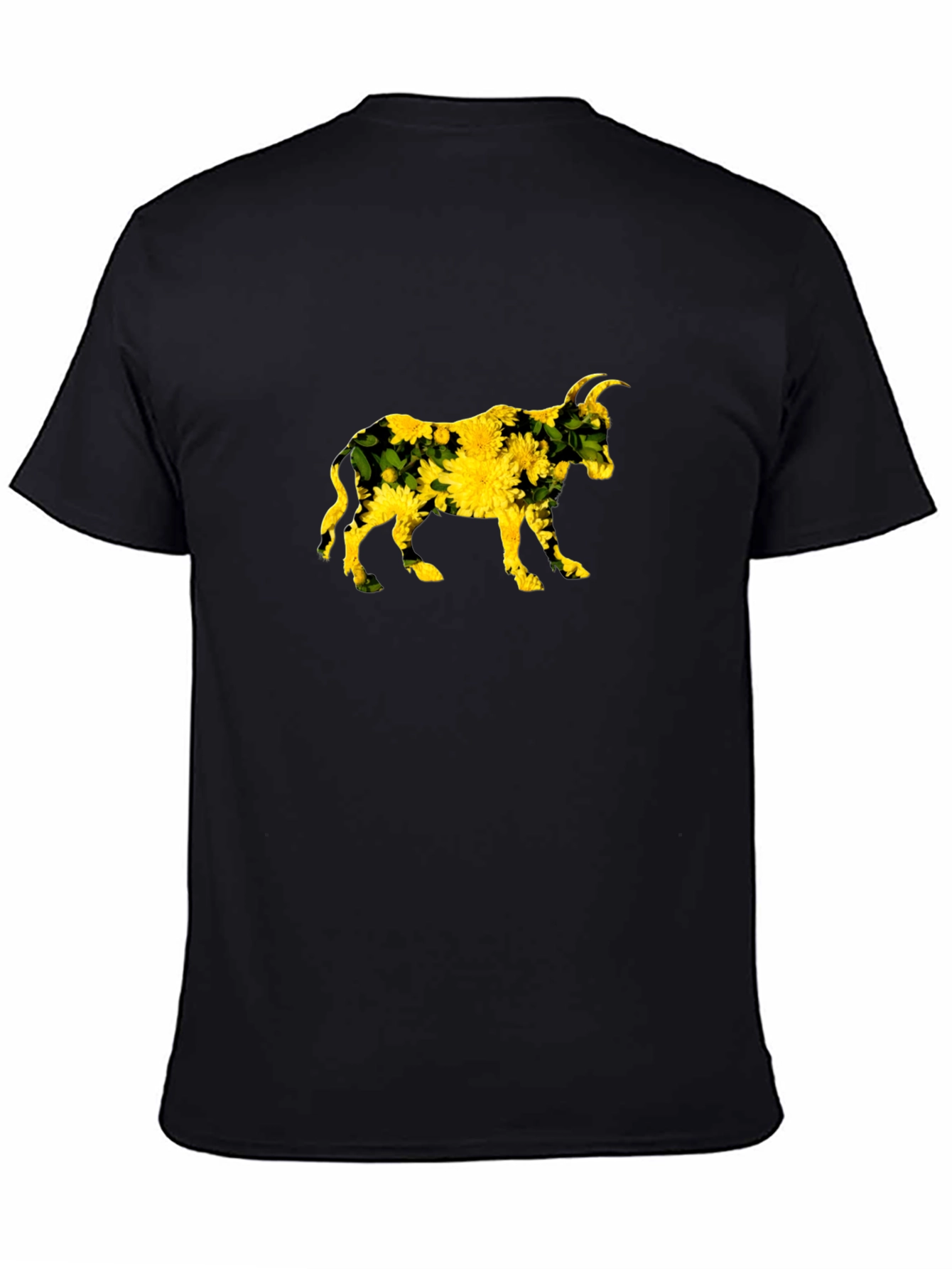 Floral Bull Graphic Black Tee