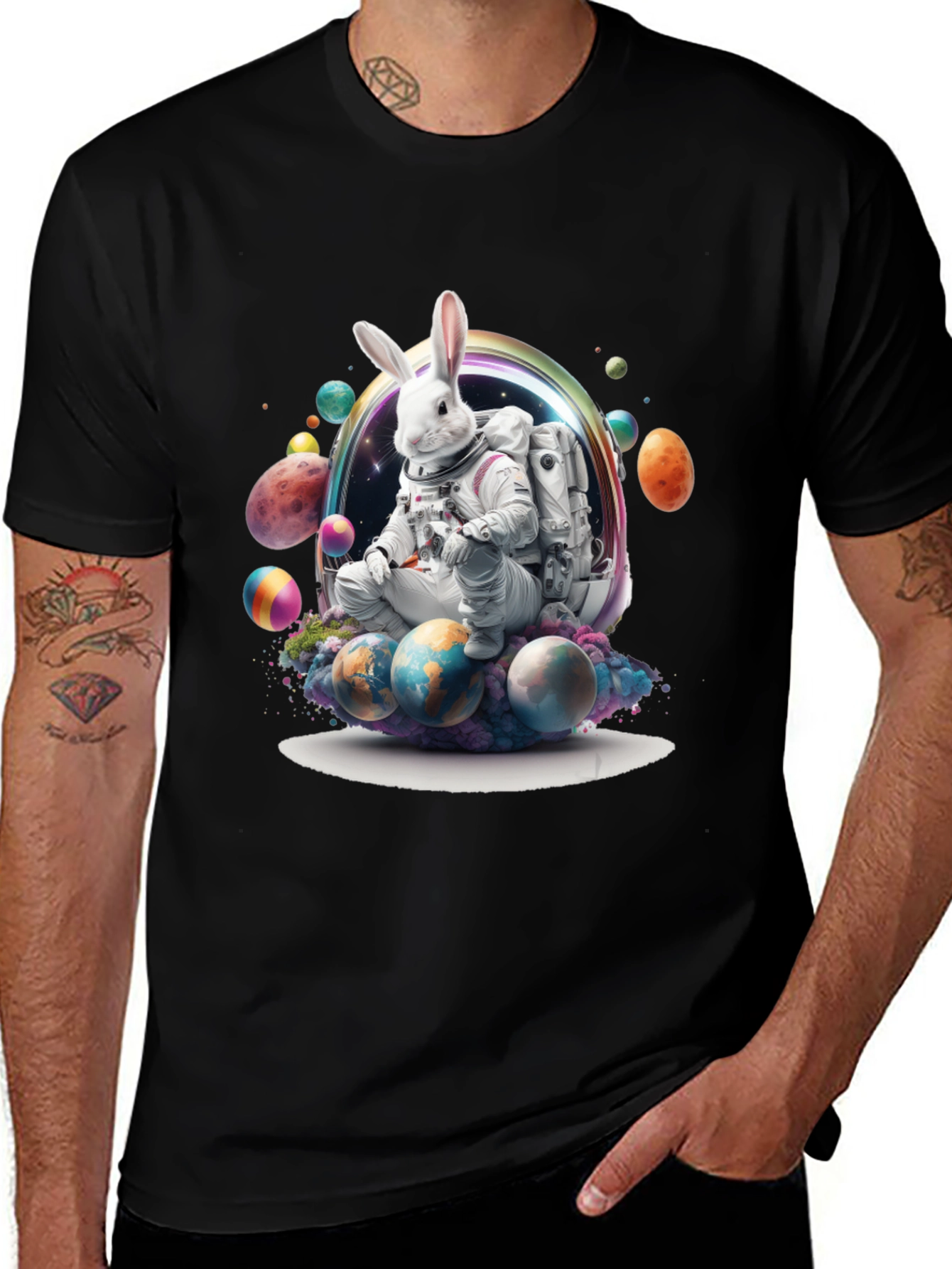 Space Easter Bunny Graphic T-Shirt