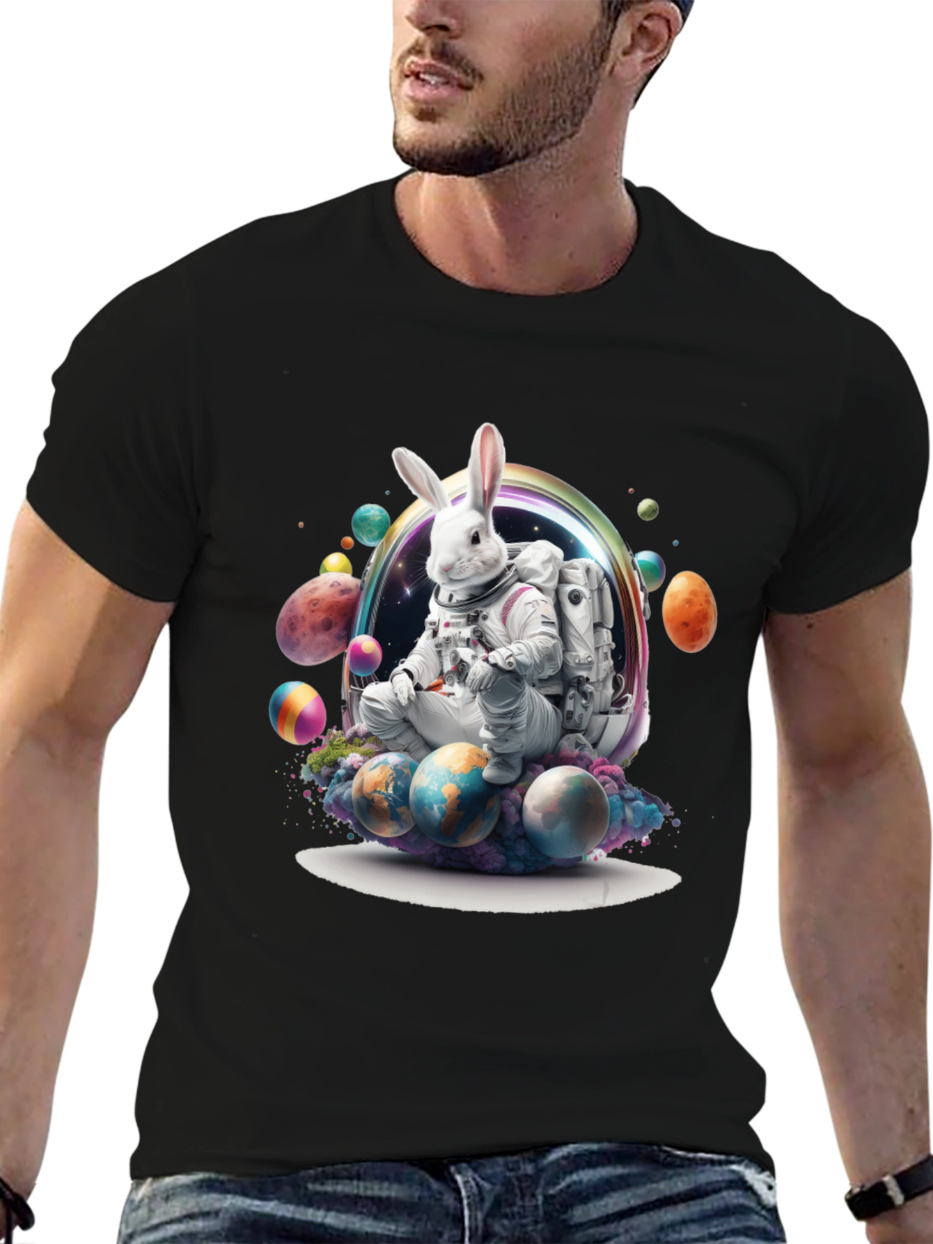 Space Easter Bunny Graphic T-Shirt
