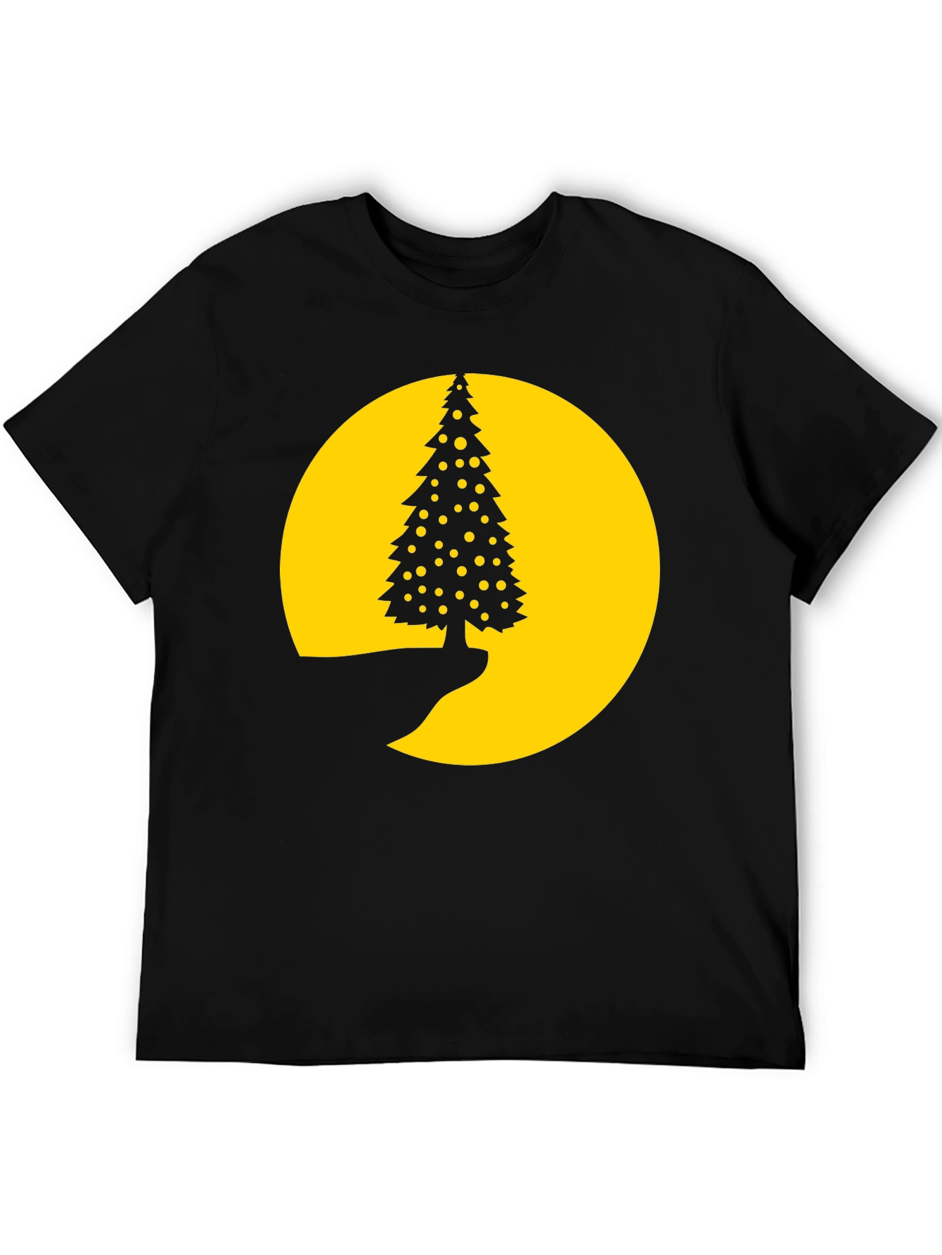 Christmas Tree Moon Graphic Tee - Black