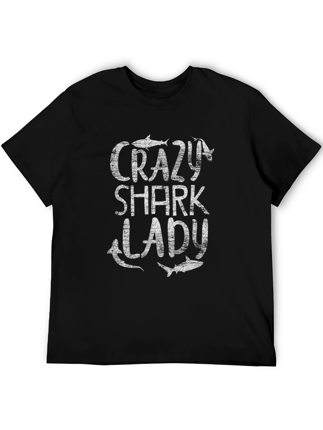 Crazy Shark Lady T-Shirt - Novelty Graphic Tee