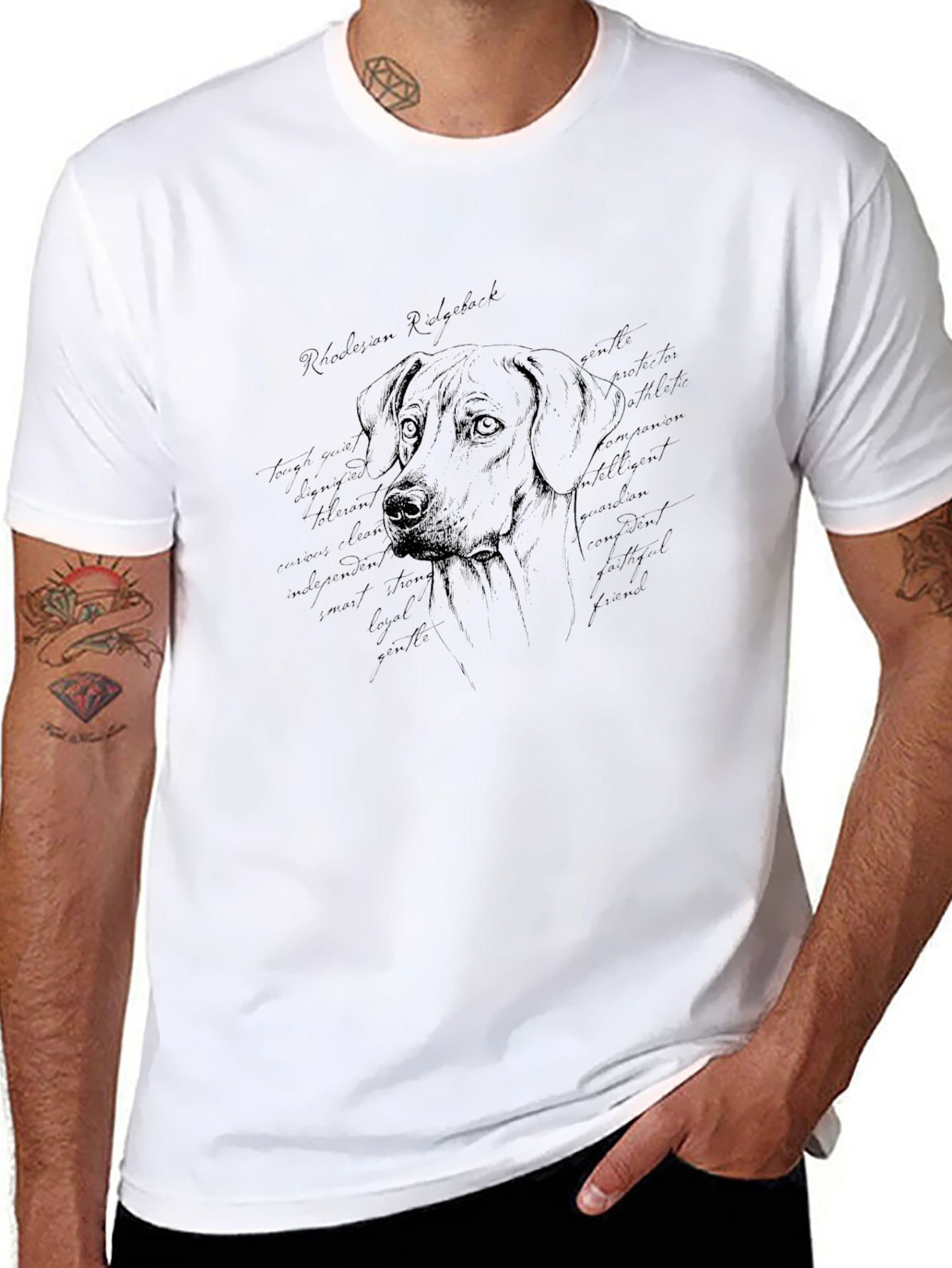 Rhodesian Ridgeback Dog Sketch T-Shirt