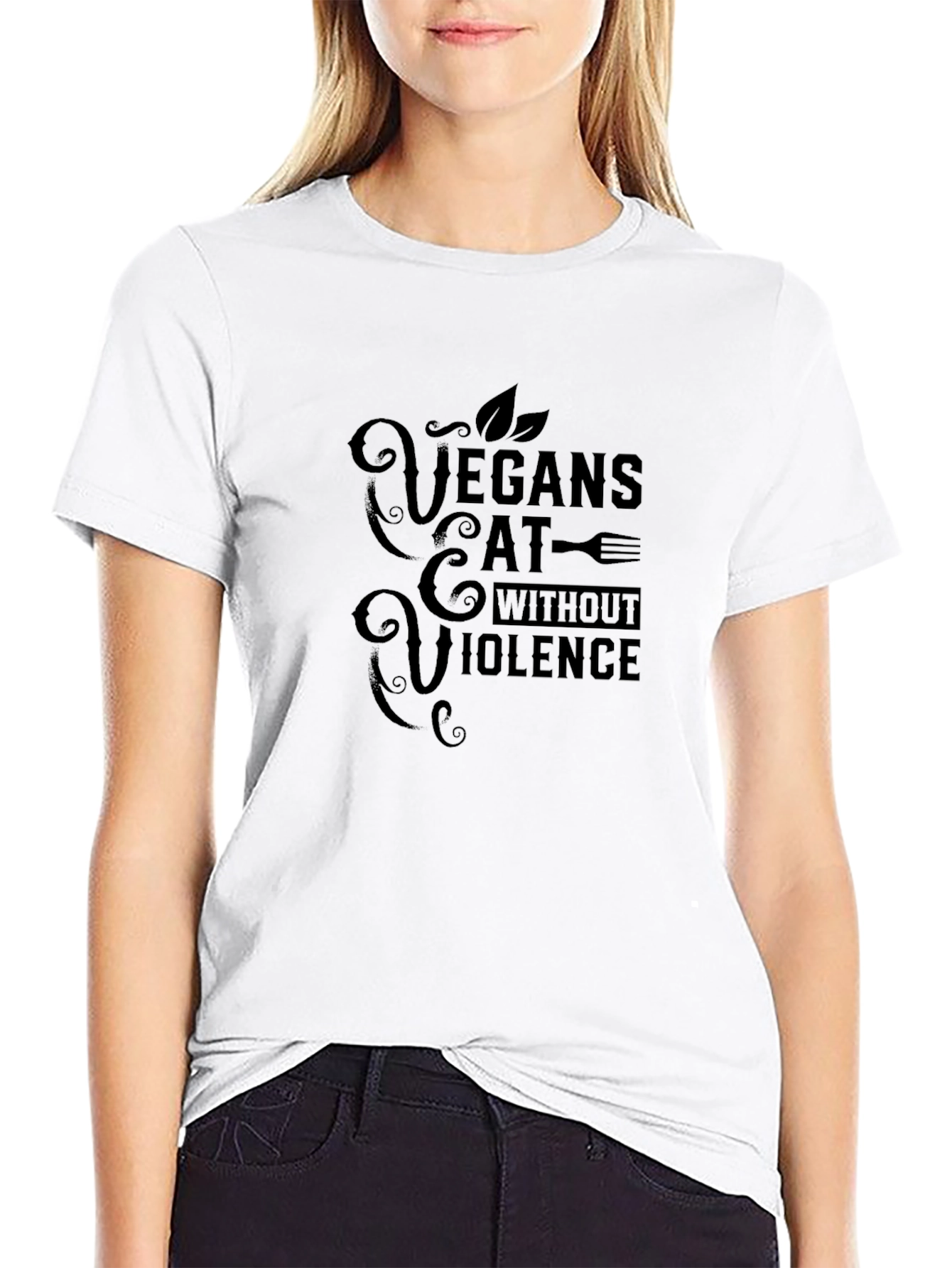 Vegan Eat Without Violence T-Shirt - Black