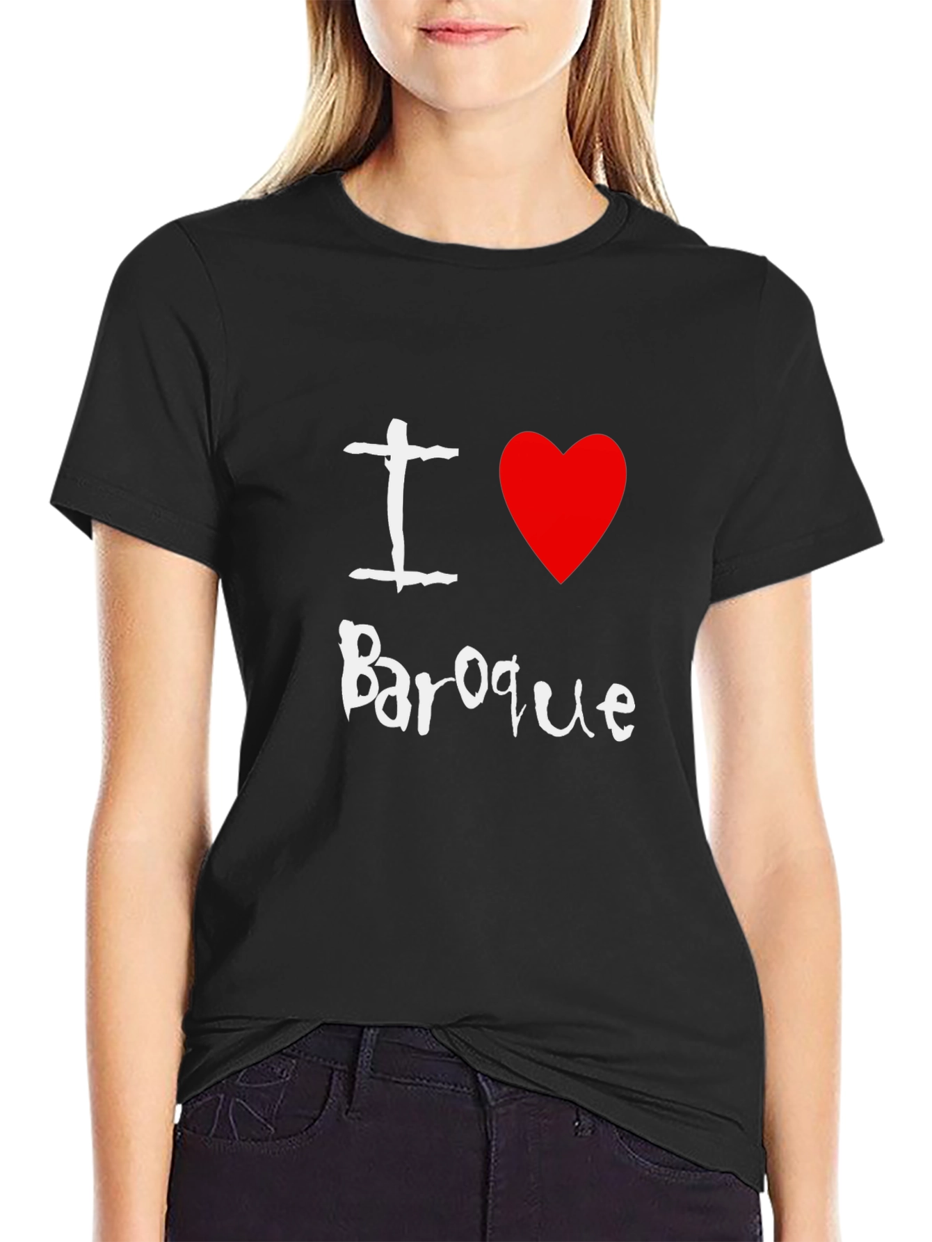 I Love Baroque Graphic T-Shirt Black Cotton Tee